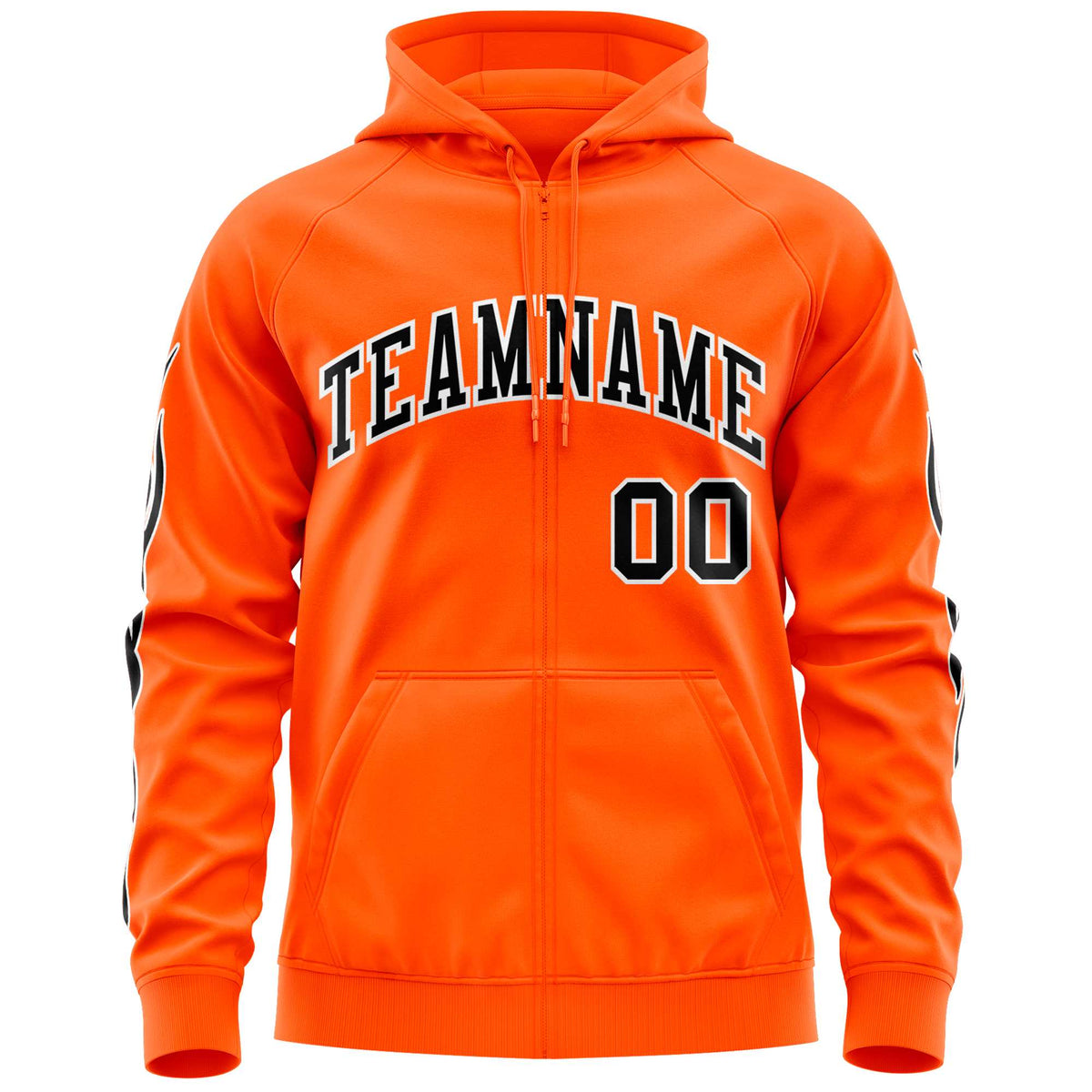 Custom Stitched Orange Black Sports Full-Zip Sweatshirt Hoodie with Flame| KXKSHOP