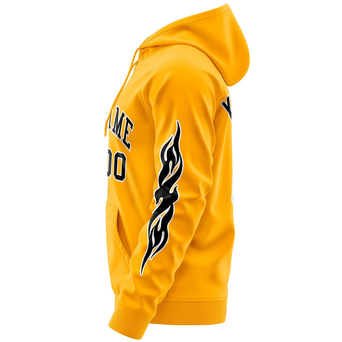 Custom Stitched Gold Black Sports Full-Zip Sweatshirt Hoodie with Flame| KXKSHOP