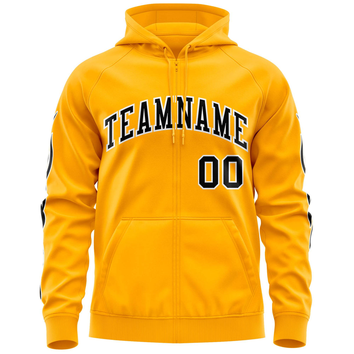 Custom Stitched Gold Black Sports Full-Zip Sweatshirt Hoodie with Flame| KXKSHOP