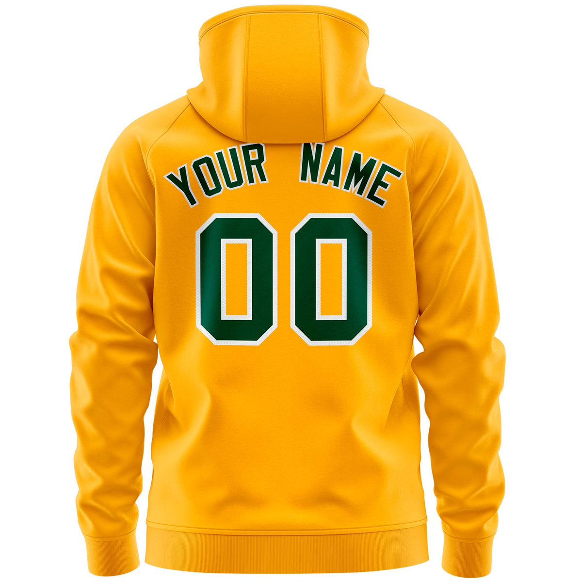 Custom Stitched Gold Green Sports Full-Zip Sweatshirt Hoodie with Flame| KXKSHOP