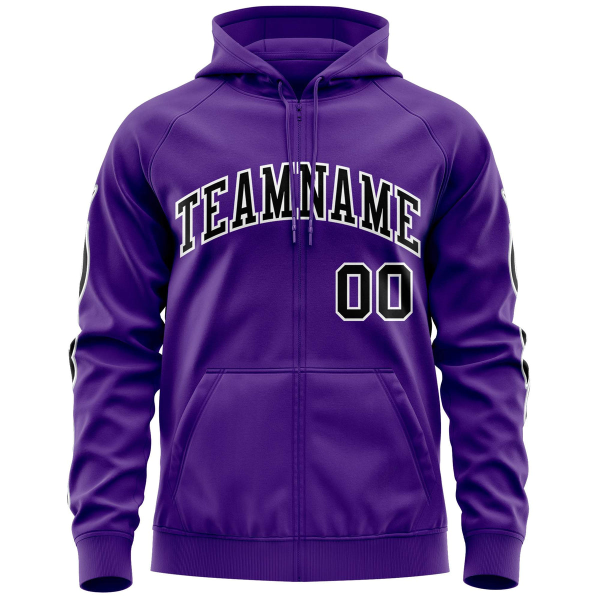 Custom Stitched Purple Black Sports Full-Zip Sweatshirt Hoodie with Flame| KXKSHOP