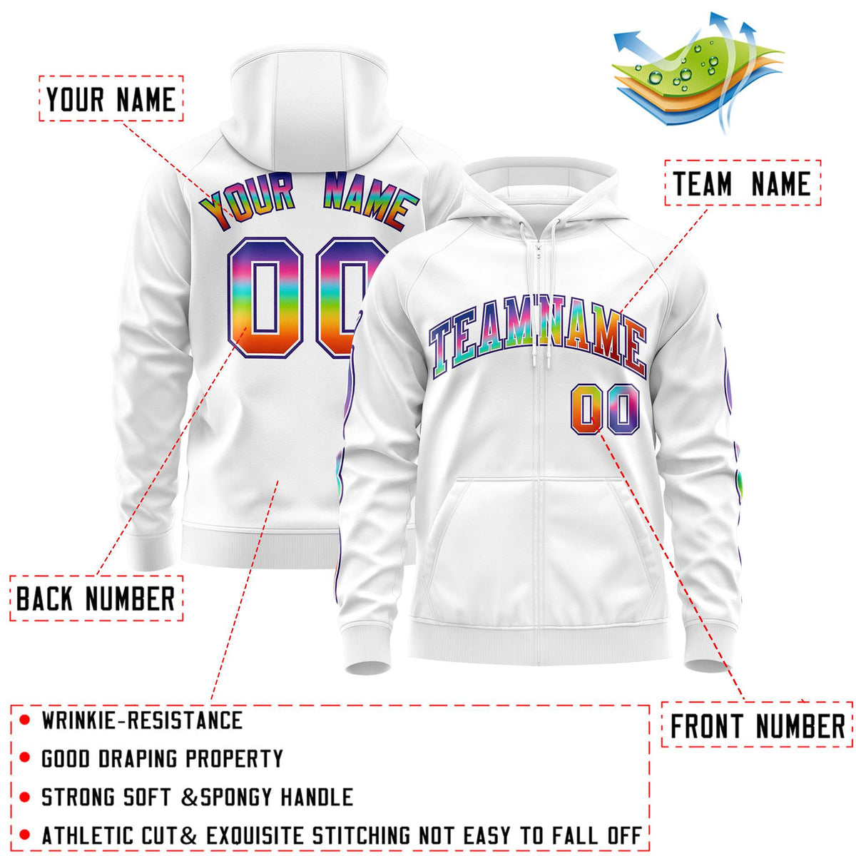 Custom Stitched White Purple Sports Full-Zip Sweatshirt Hoodie with Colored Flames| KXKSHOP