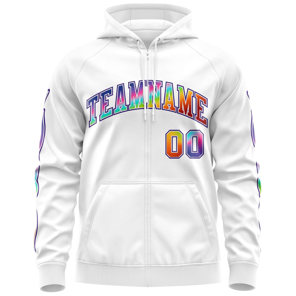 Custom Stitched White Purple Sports Full-Zip Sweatshirt Hoodie with Colored Flames| KXKSHOP