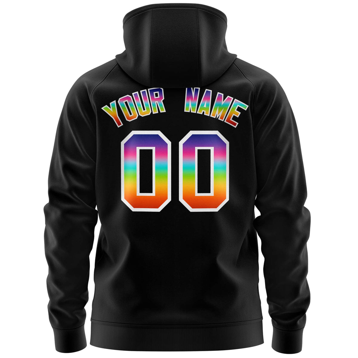 Custom Stitched Black White Sports Full-Zip Sweatshirt Hoodie with Colored Flames| KXKSHOP
