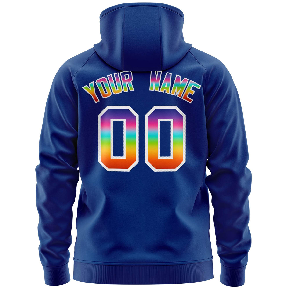 Custom Stitched Royal White Sports Full-Zip Sweatshirt Hoodie with Colored Flames| KXKSHOP
