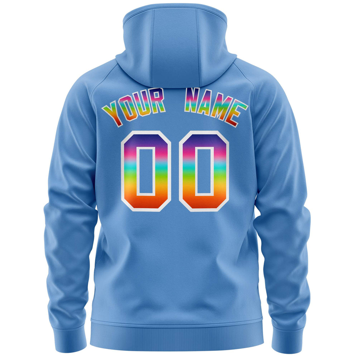 Custom Stitched Light Blue White Sports Full-Zip Sweatshirt Hoodie with Colored Flames| KXKSHOP