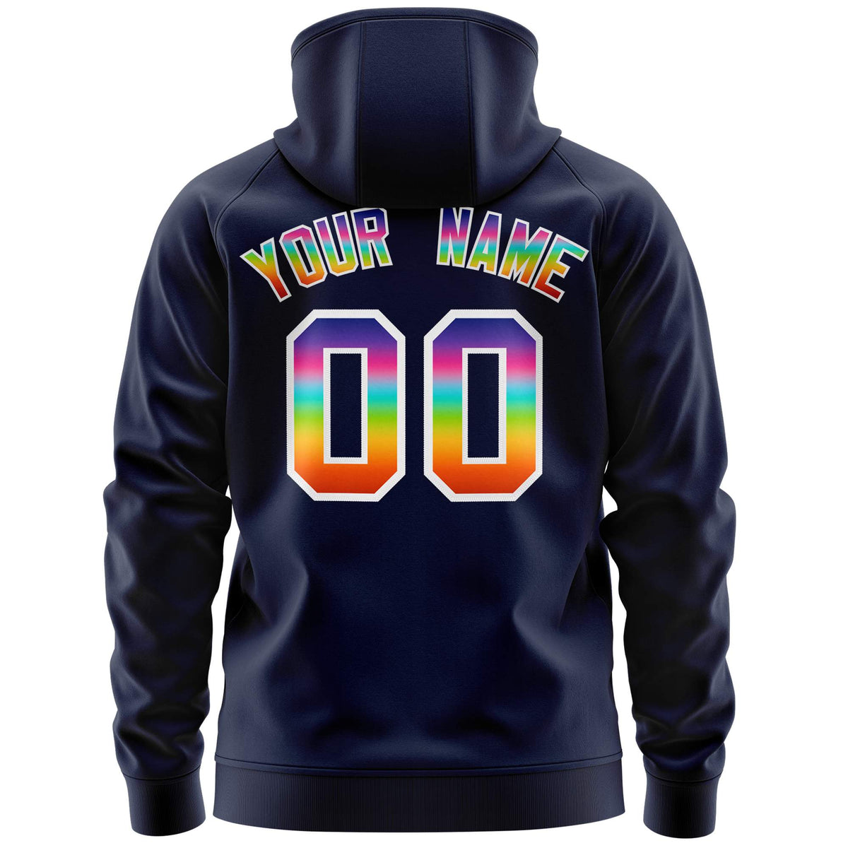 Custom Stitched Navy White Sports Full-Zip Sweatshirt Hoodie with Colored Flames| KXKSHOP