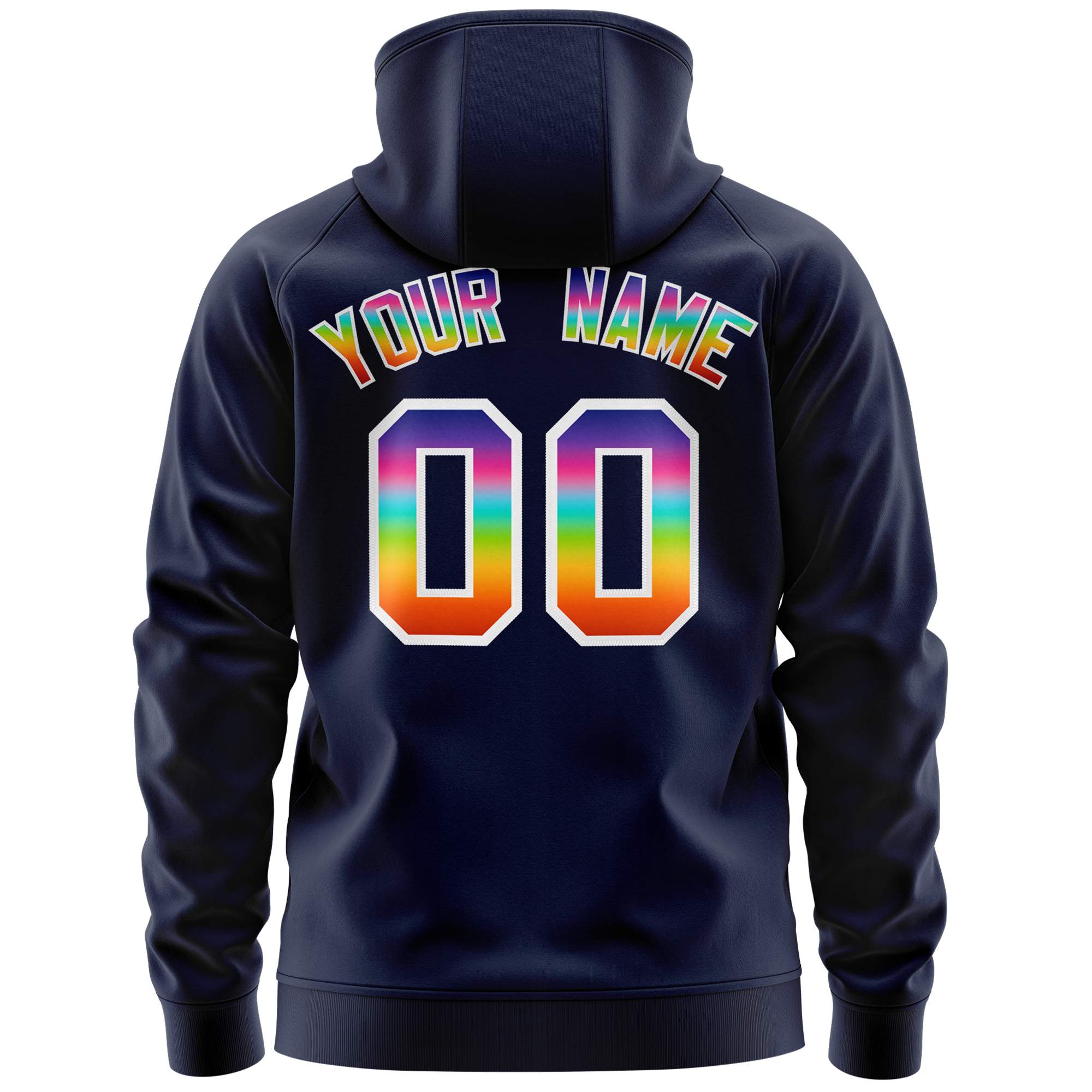 Custom Stitched Navy White Sports Full-Zip Sweatshirt Hoodie with Colored Flames| KXKSHOP