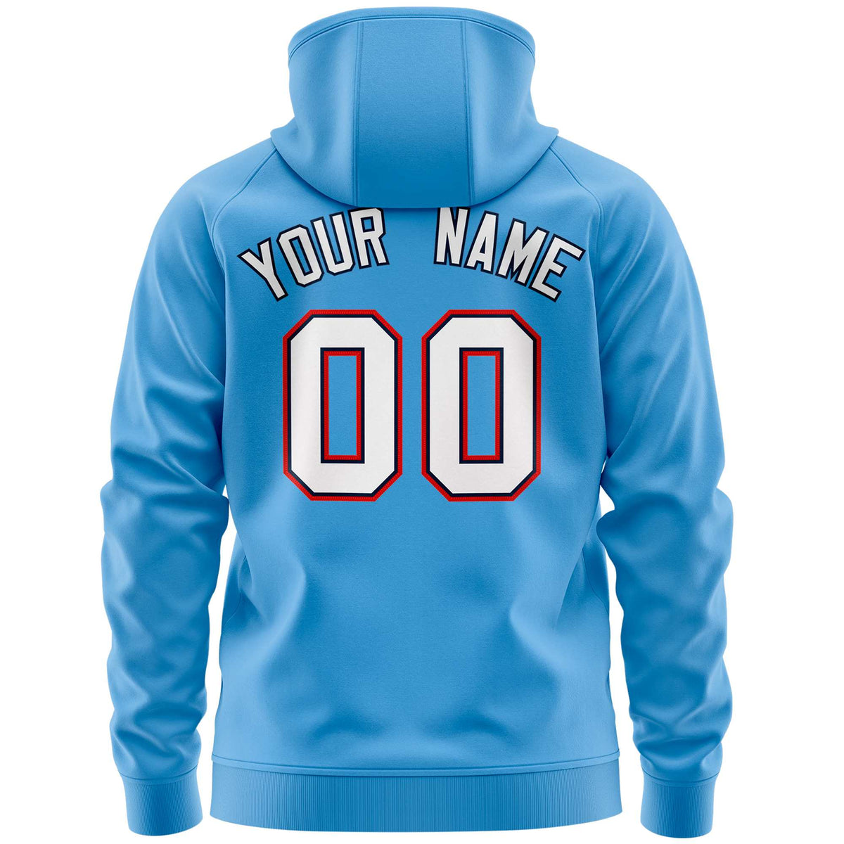 Custom Stitched Light Blue White Sports Full-Zip Sweatshirt Hoodie with Flame| KXKSHOP