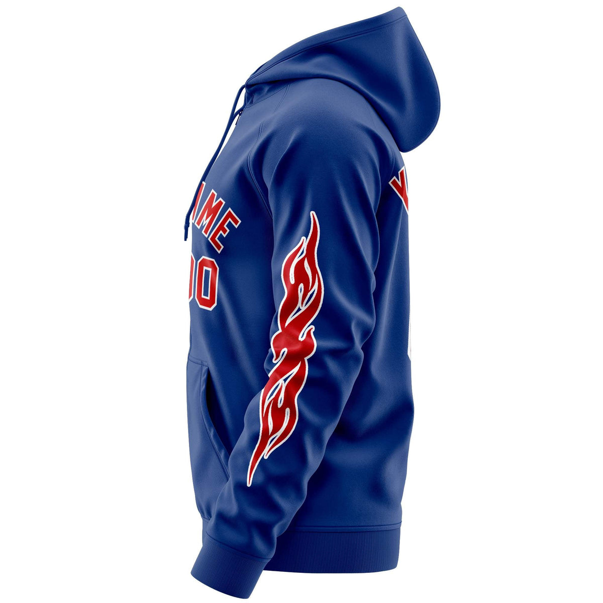 Custom Stitched Royal Red Sports Full-Zip Sweatshirt Hoodie with Flame| KXKSHOP