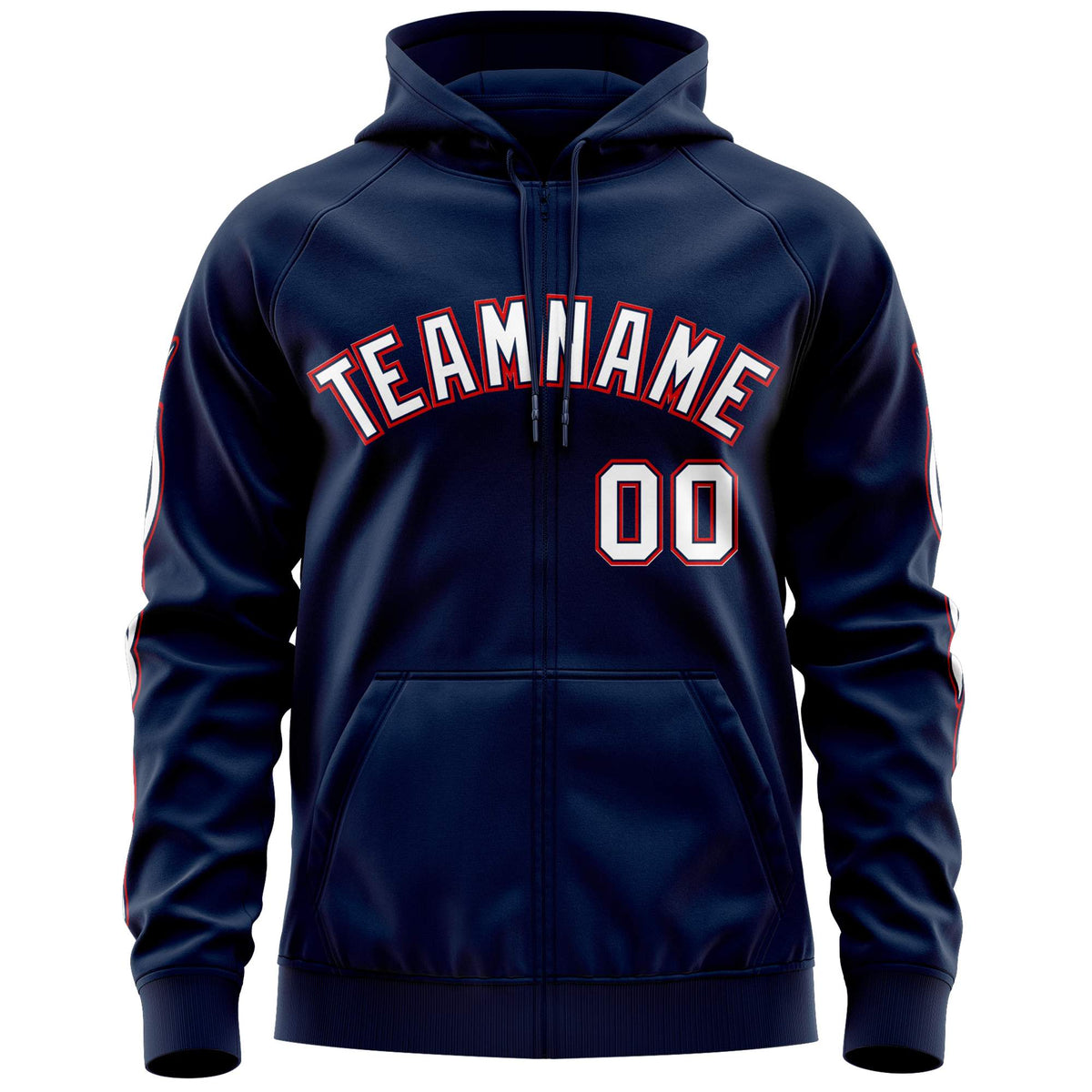 Custom Stitched Navy White Sports Full-Zip Sweatshirt Hoodie with Flame| KXKSHOP