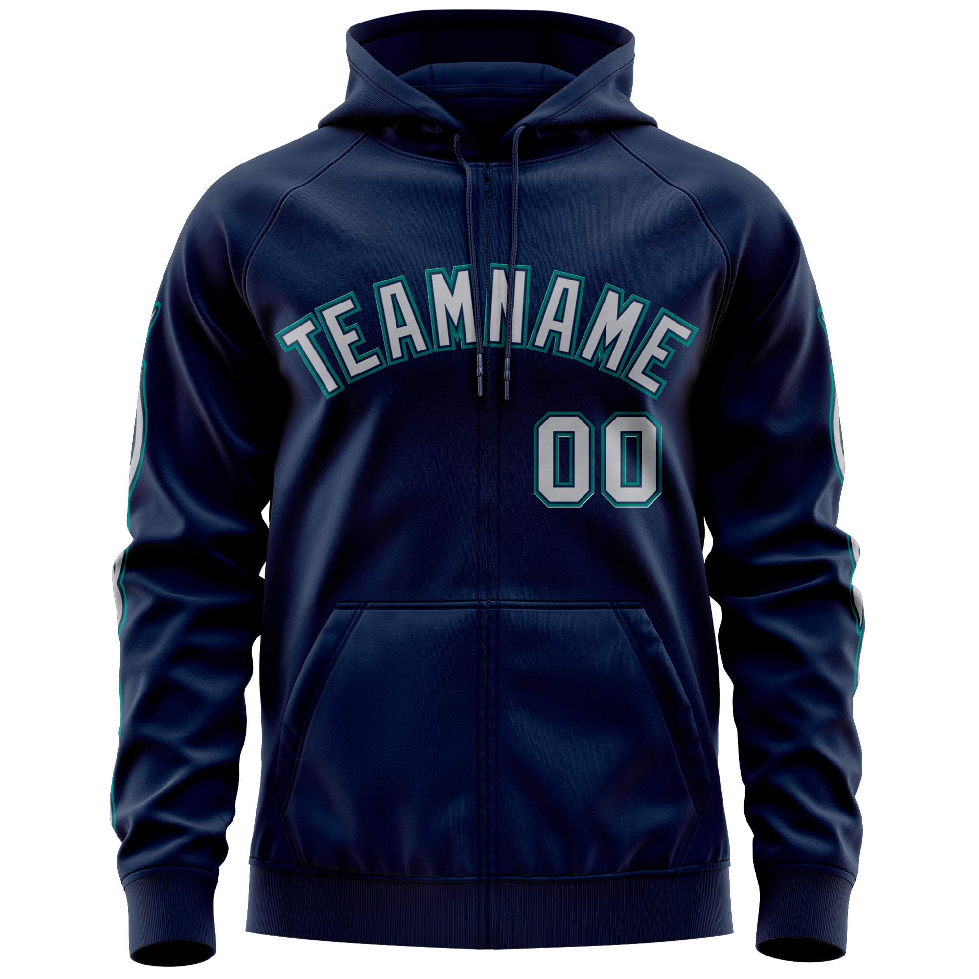 Custom Stitched Navy Gray Sports Full-Zip Sweatshirt Hoodie with Flame| KXKSHOP