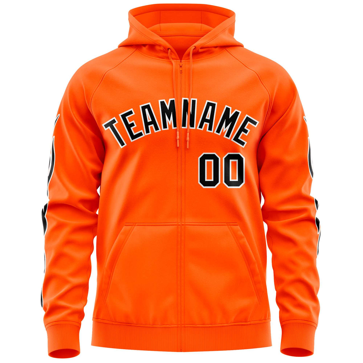 Custom Stitched Orange Black Sports Full-Zip Sweatshirt Hoodie with Flame| KXKSHOP