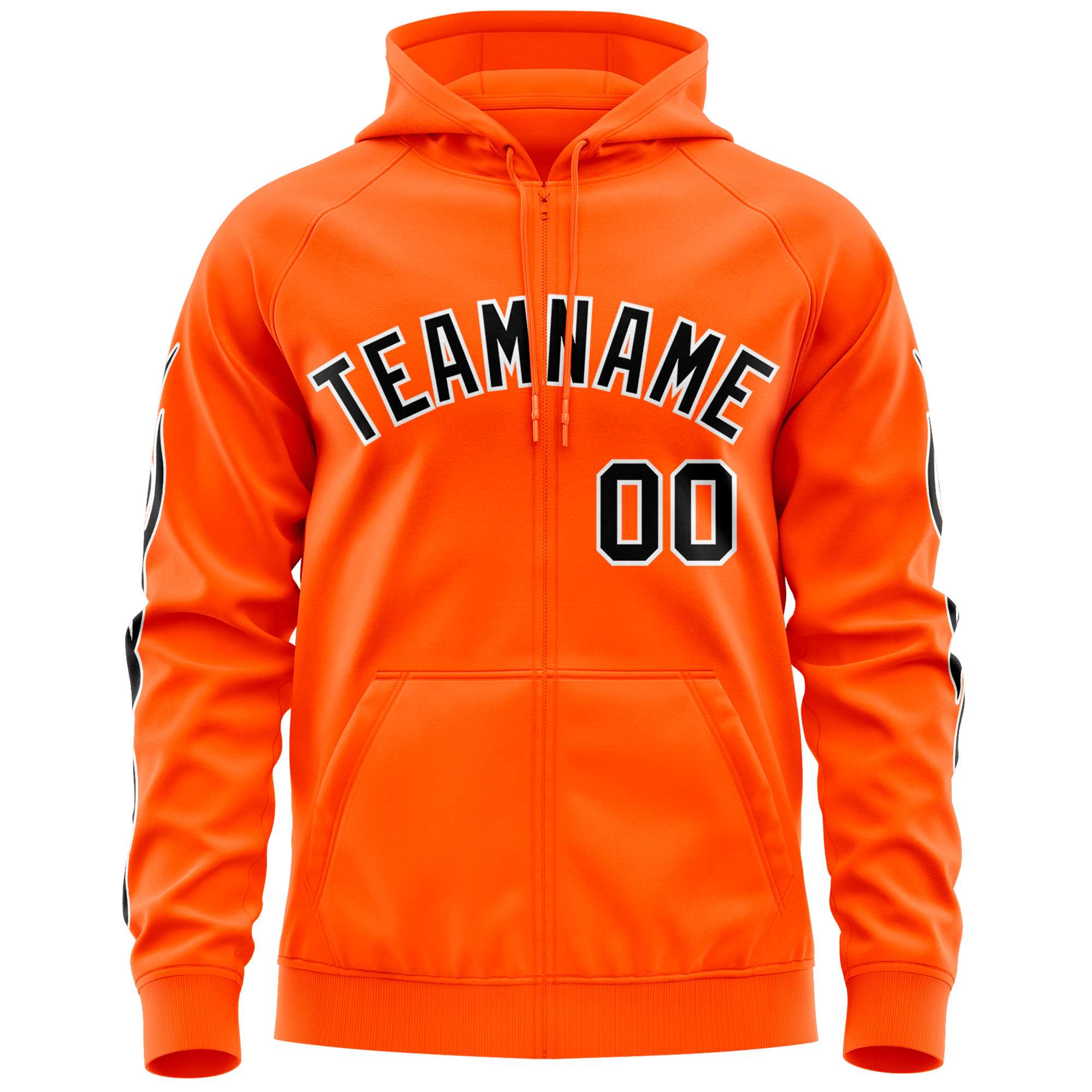Custom Stitched Orange Black Sports Full-Zip Sweatshirt Hoodie with Flame| KXKSHOP