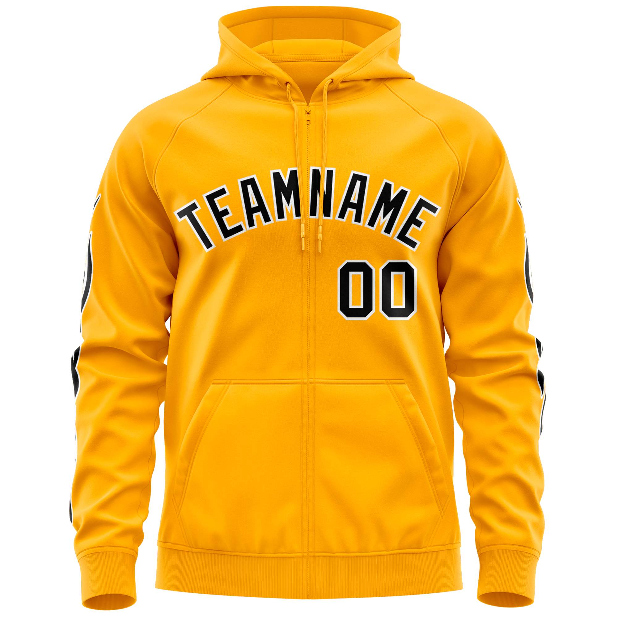 Custom Stitched Gold Black Sports Full-Zip Sweatshirt Hoodie with Flame| KXKSHOP