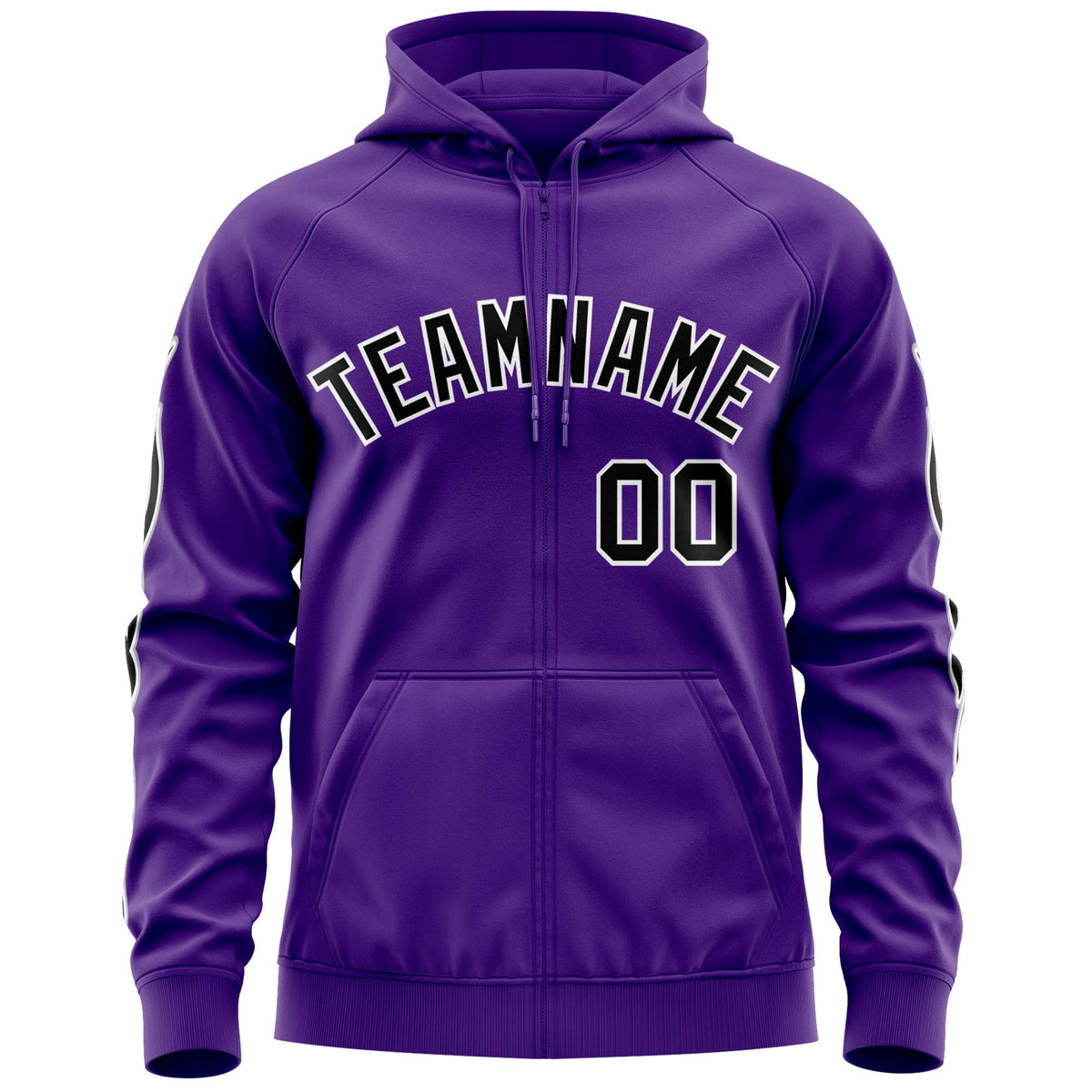 Custom Stitched Purple Black Sports Full-Zip Sweatshirt Hoodie with Flame| KXKSHOP