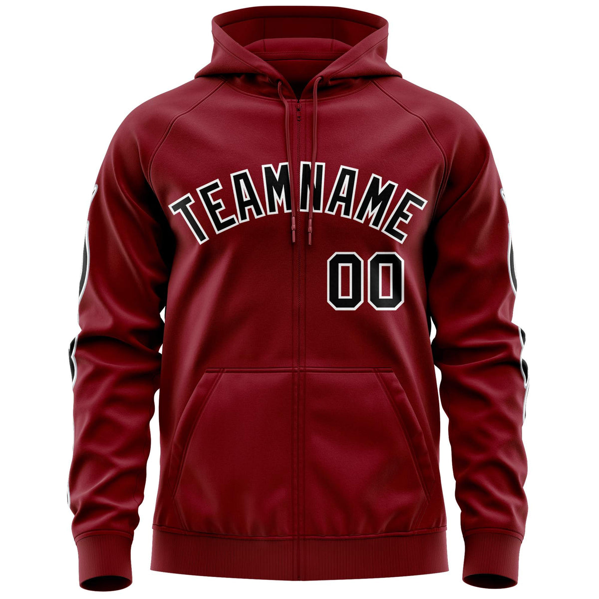 Custom Stitched Crimson Black Sports Full-Zip Sweatshirt Hoodie with Flame| KXKSHOP