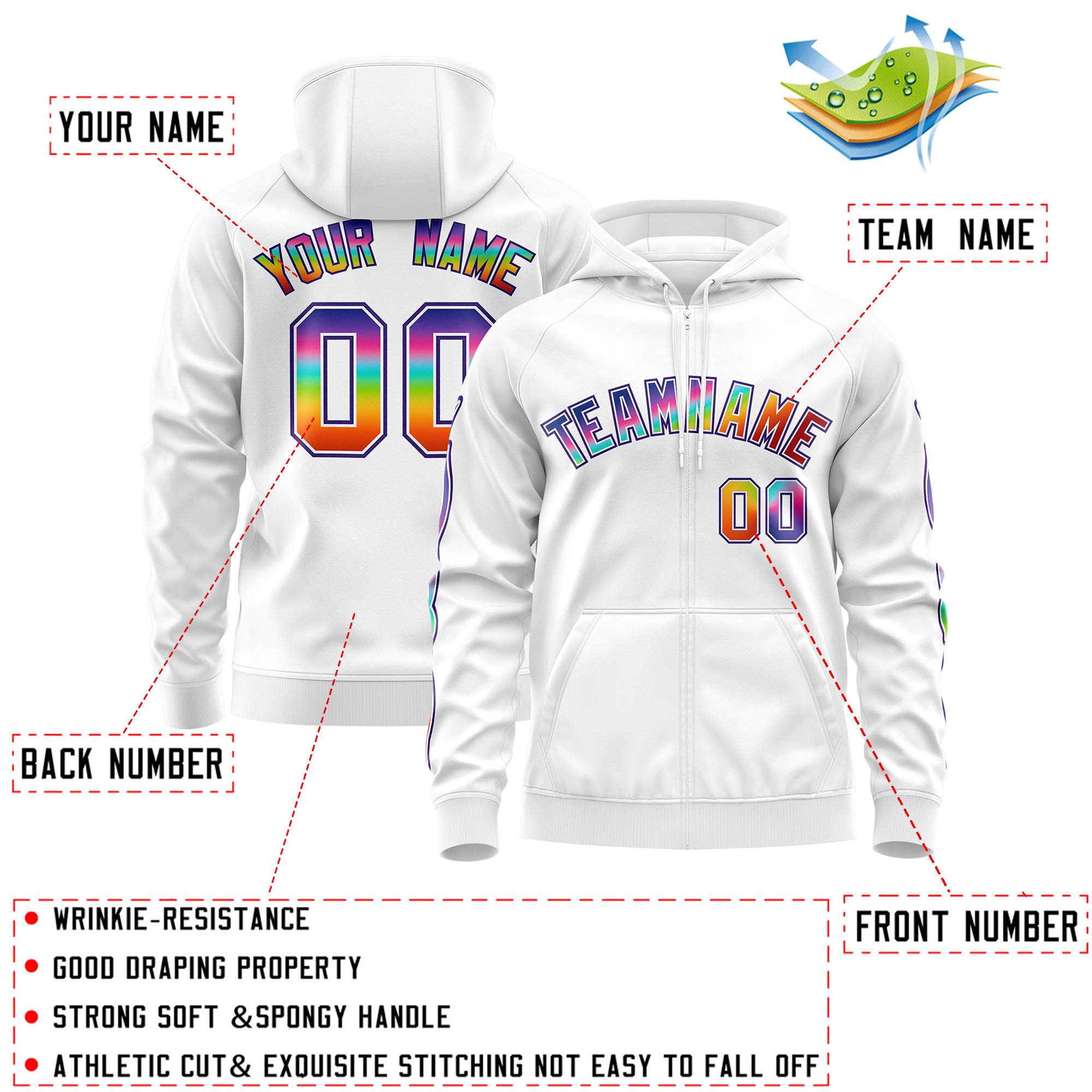 Custom Stitched White Purple Sports Full-Zip Sweatshirt Hoodie with Colored Flames| KXKSHOP