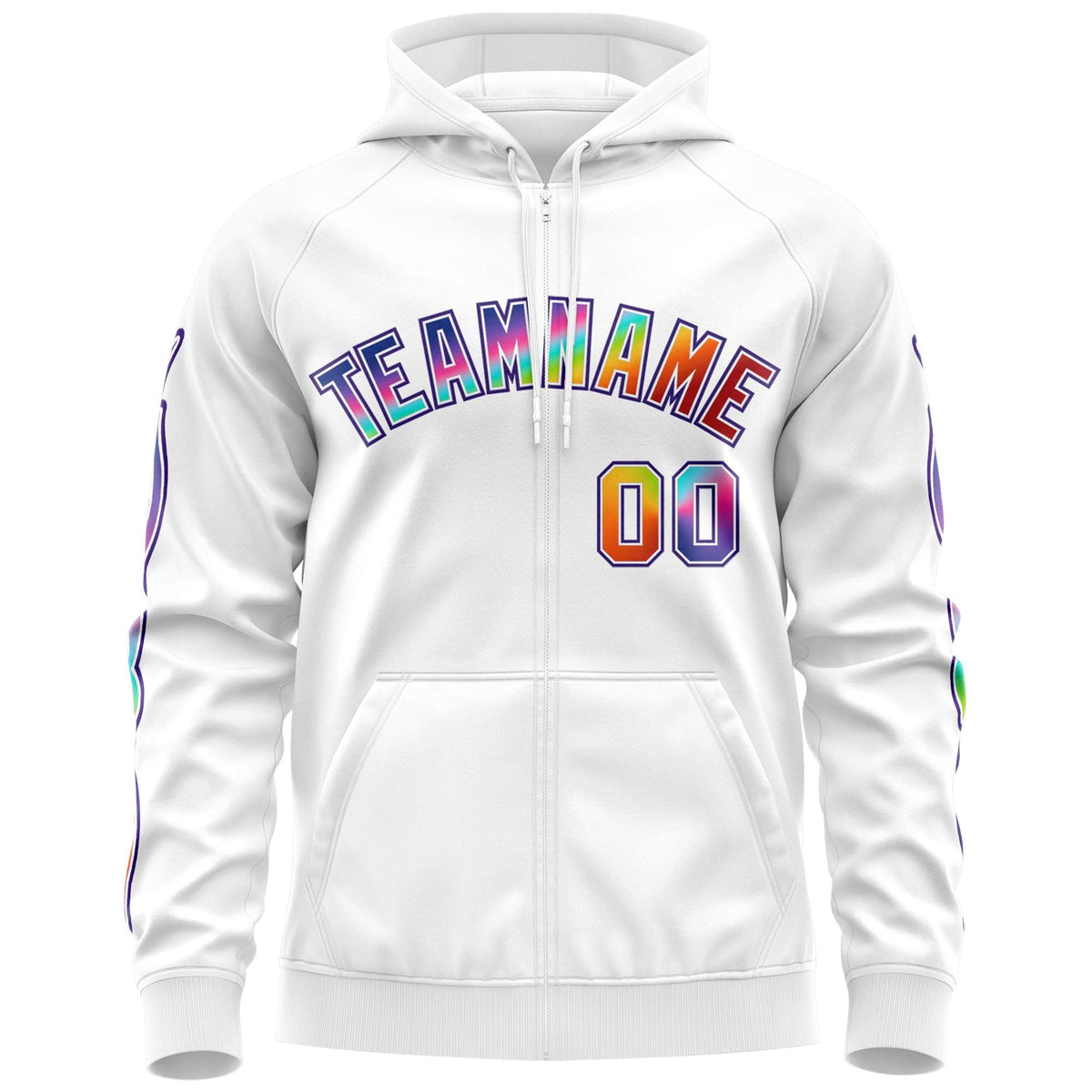 Custom Stitched White Purple Sports Full-Zip Sweatshirt Hoodie with Colored Flames| KXKSHOP