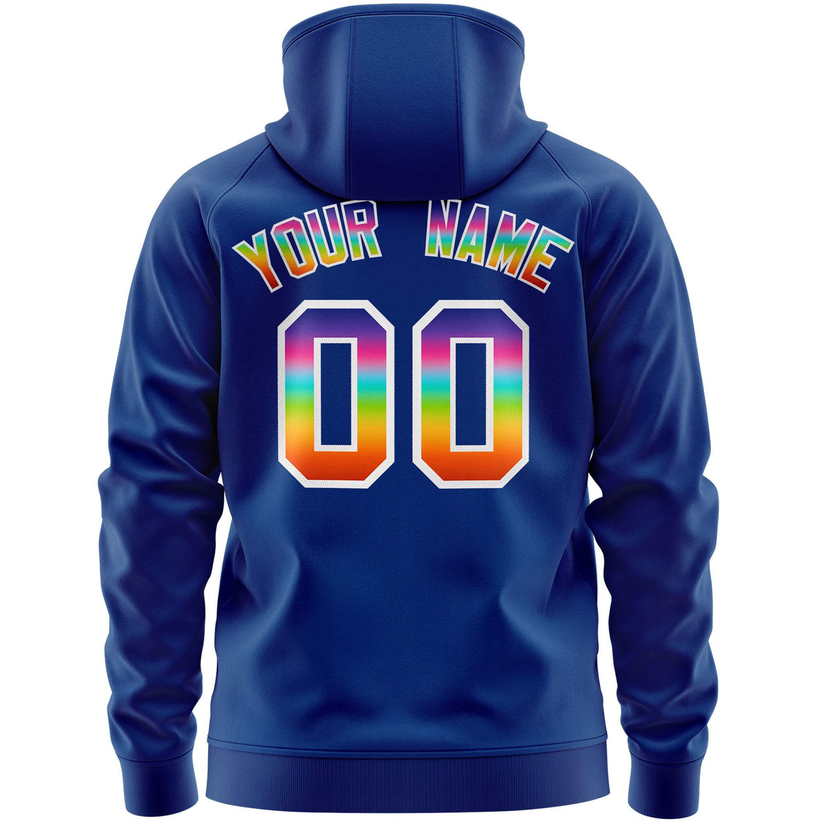 Custom Stitched Royal White Sports Full-Zip Sweatshirt Hoodie with Colored Flames| KXKSHOP