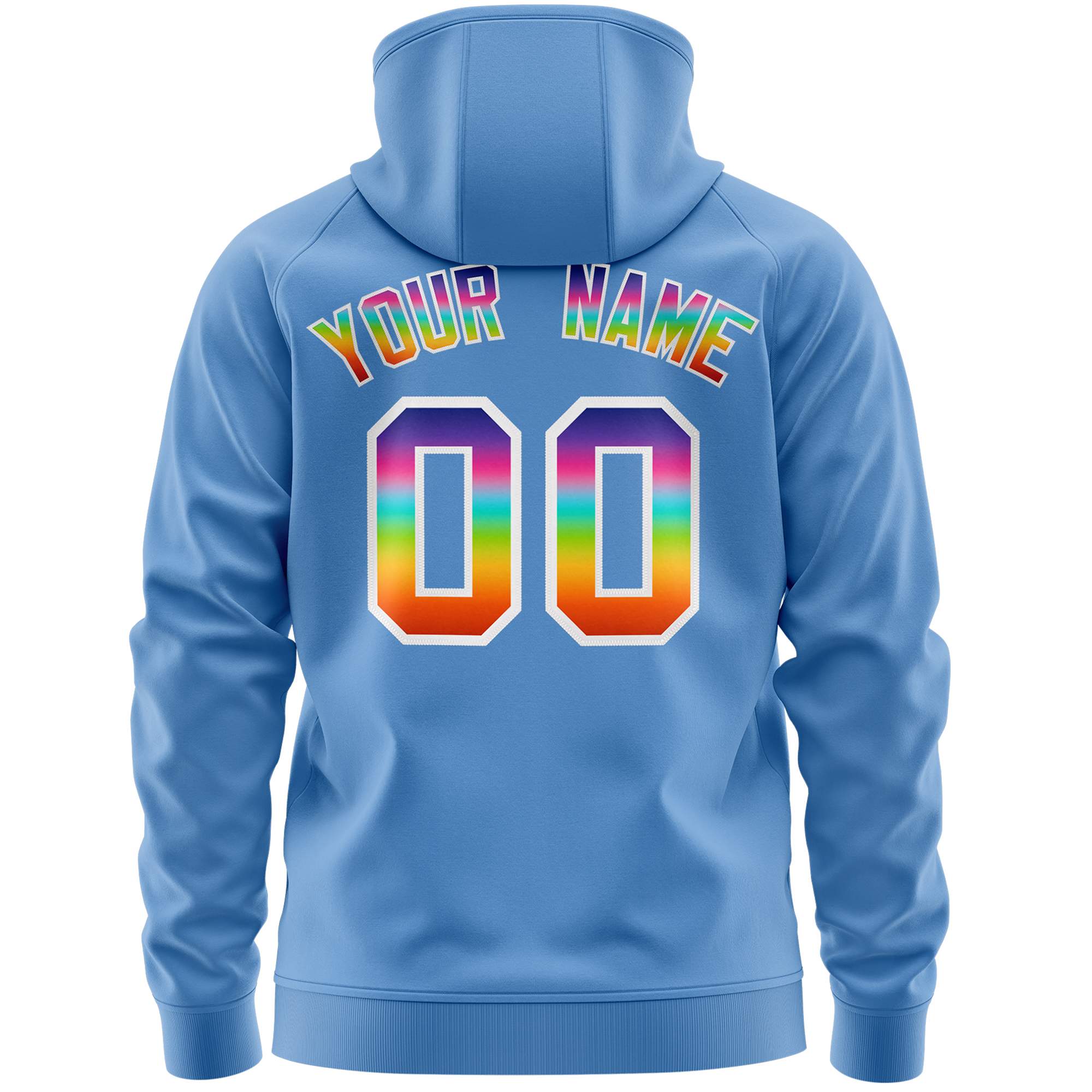 Custom Stitched Light Blue White Sports Full-Zip Sweatshirt Hoodie with Colored Flames| KXKSHOP