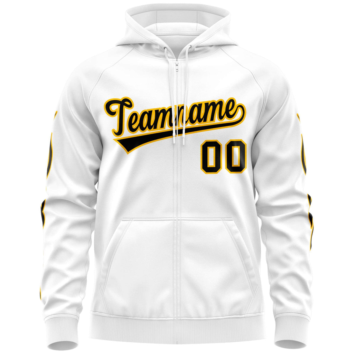 Custom Stitched White Black Sports Full-Zip Sweatshirt Hoodie with Flame| KXKSHOP