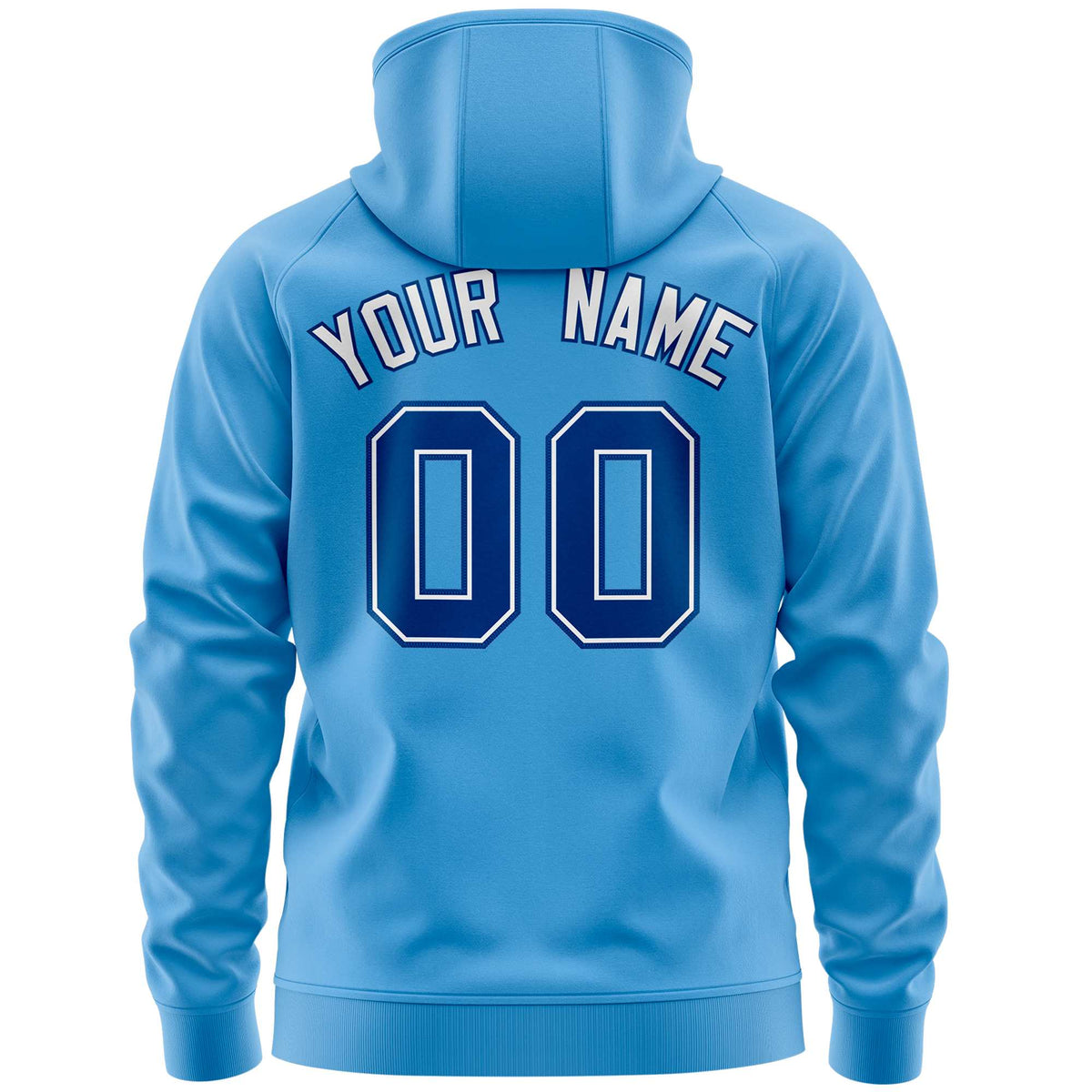 Custom Stitched Light Blue Royal Sports Full-Zip Sweatshirt Hoodie with Flame| KXKSHOP