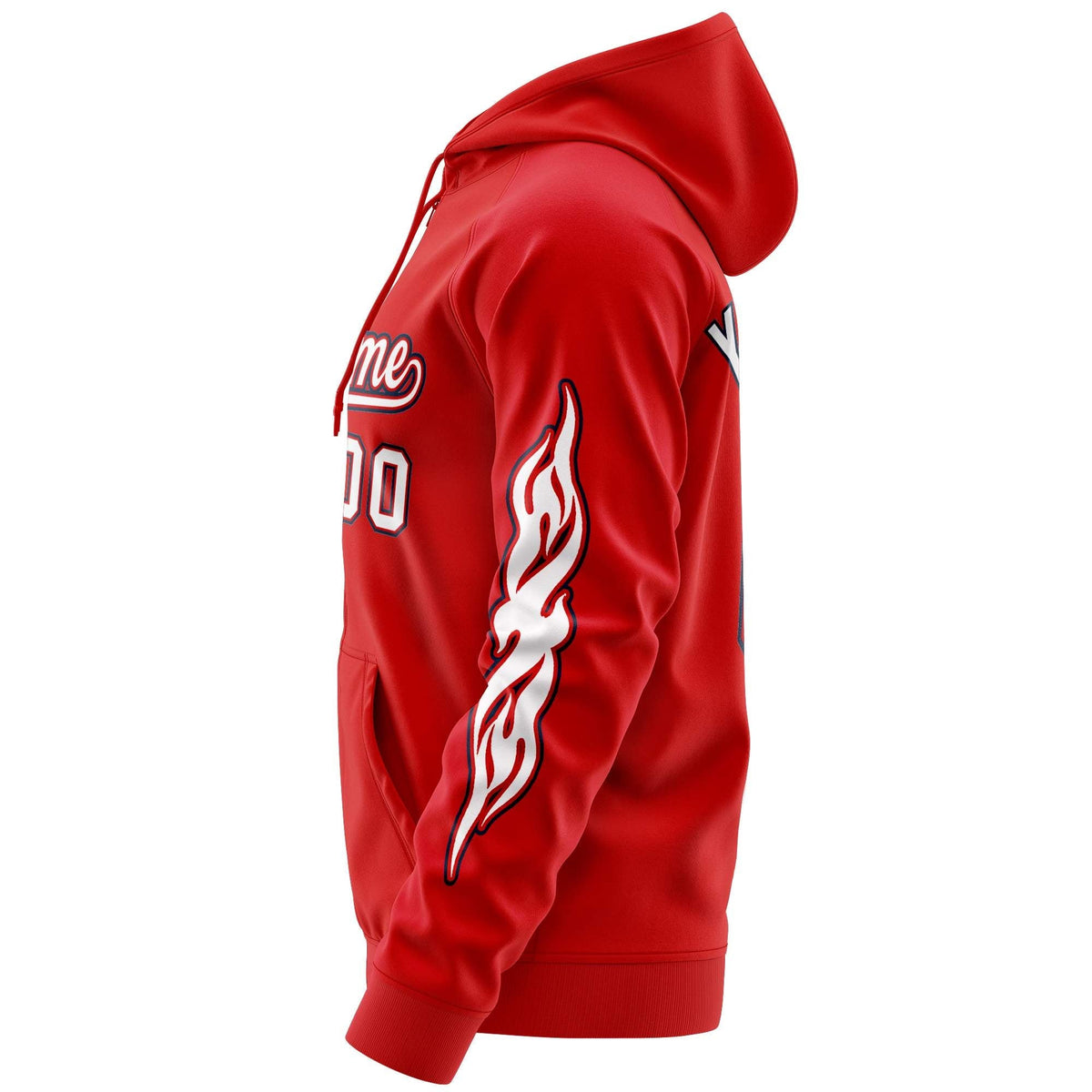 Custom Stitched Red White Sports Full-Zip Sweatshirt Hoodie with Flame| KXKSHOP