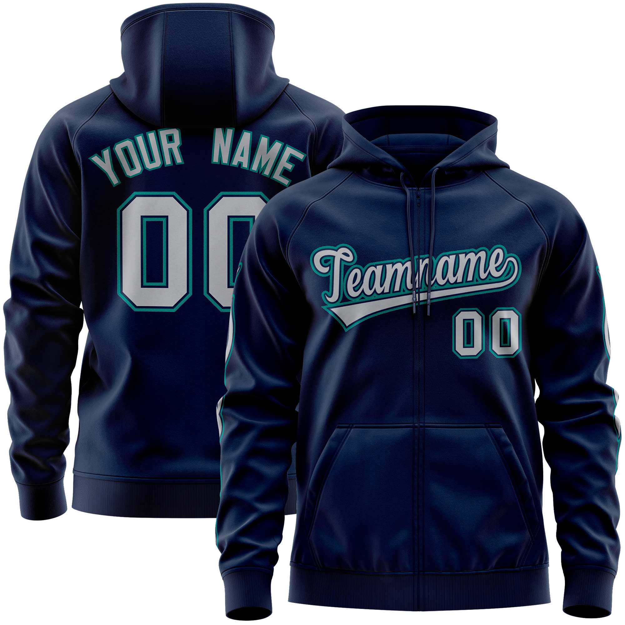 Custom Stitched Navy Gray Sports Full-Zip Sweatshirt Hoodie with Flame| KXKSHOP