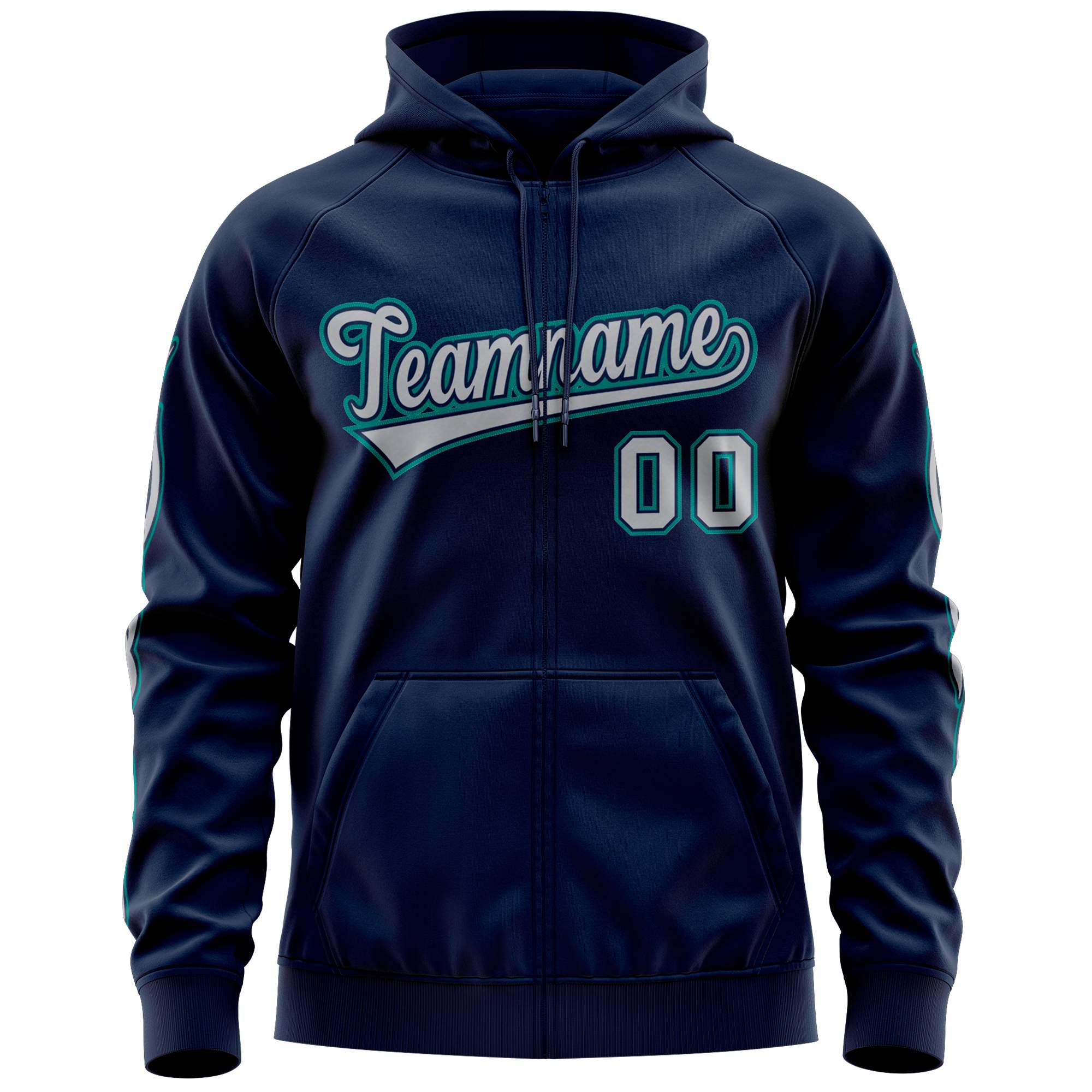 Custom Stitched Navy Gray Sports Full-Zip Sweatshirt Hoodie with Flame| KXKSHOP