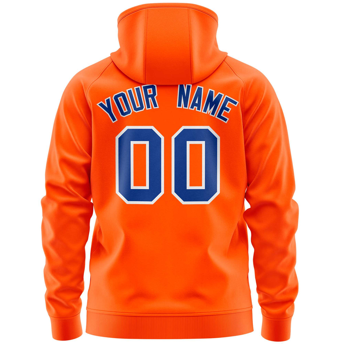 Custom Stitched Orange Royal Sports Full-Zip Sweatshirt Hoodie with Flame| KXKSHOP