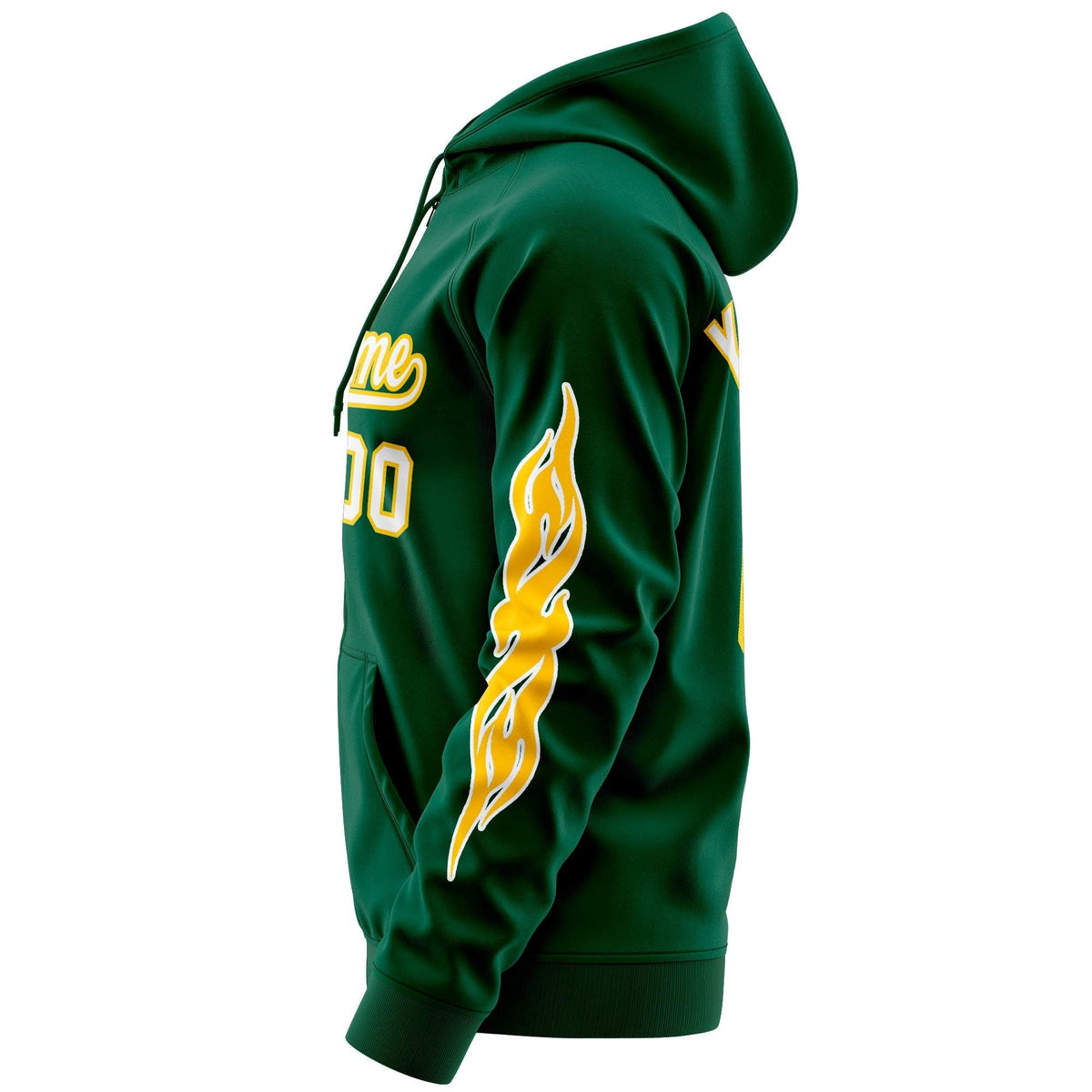 Custom Stitched Green White Sports Full-Zip Sweatshirt Hoodie with Flame| KXKSHOP