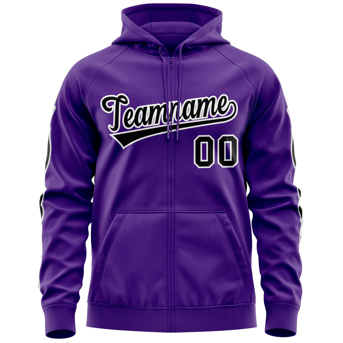 Custom Stitched Purple Black Sports Full-Zip Sweatshirt Hoodie with Flame| KXKSHOP