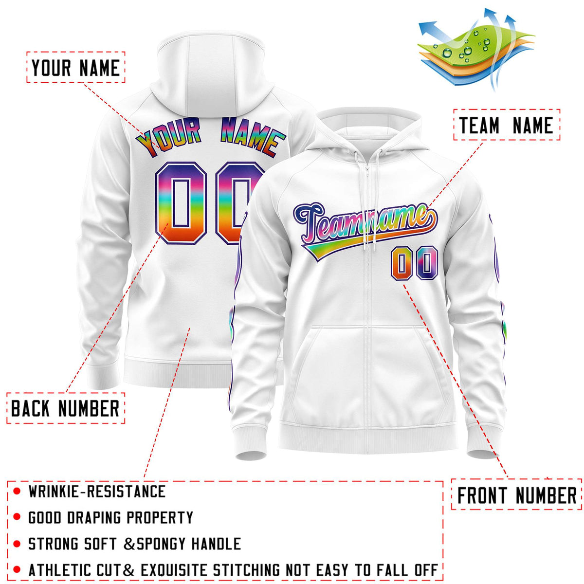 Custom Stitched White Purple Sports Full-Zip Sweatshirt Hoodie with Colored Flames| KXKSHOP