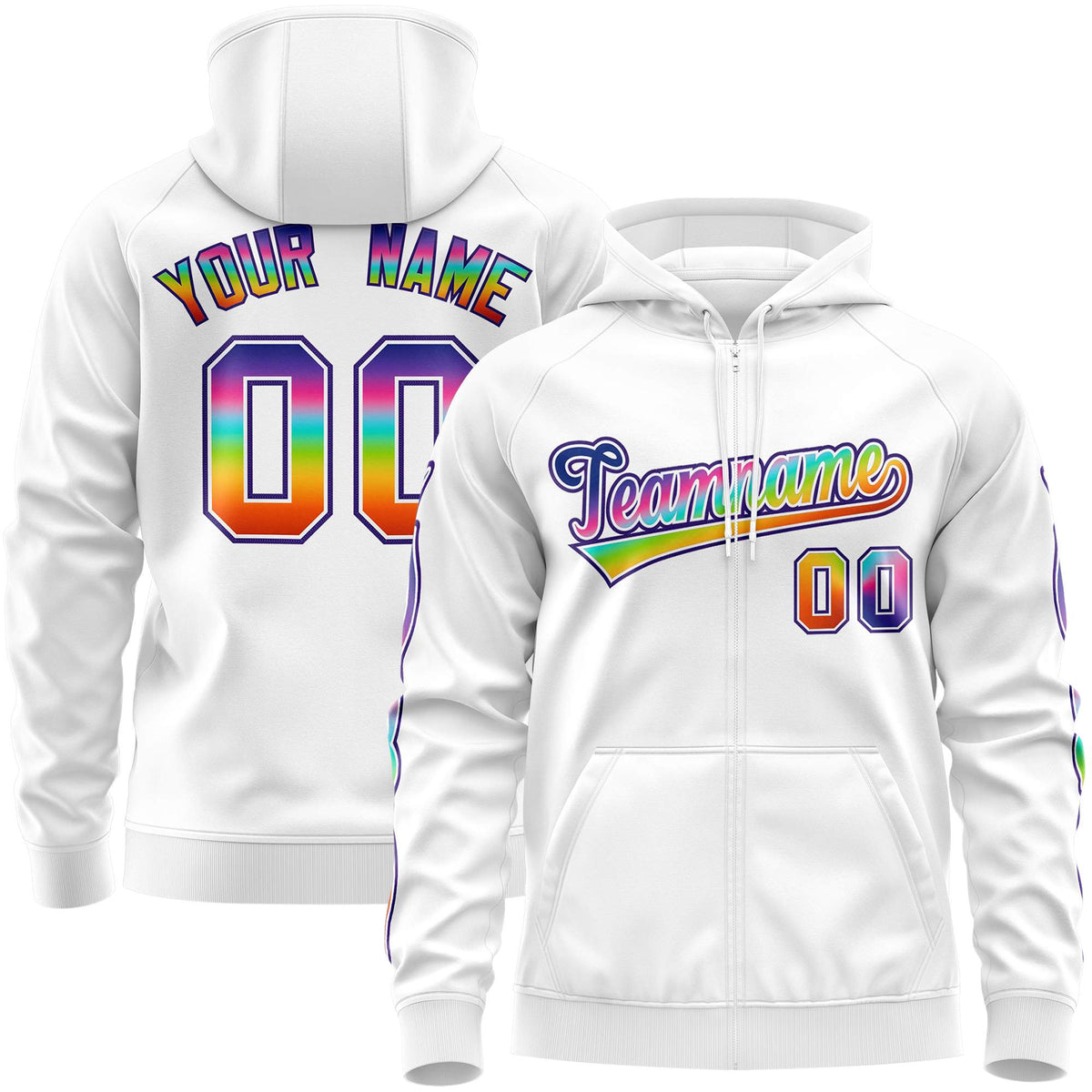 Custom Stitched White Purple Sports Full-Zip Sweatshirt Hoodie with Colored Flames| KXKSHOP