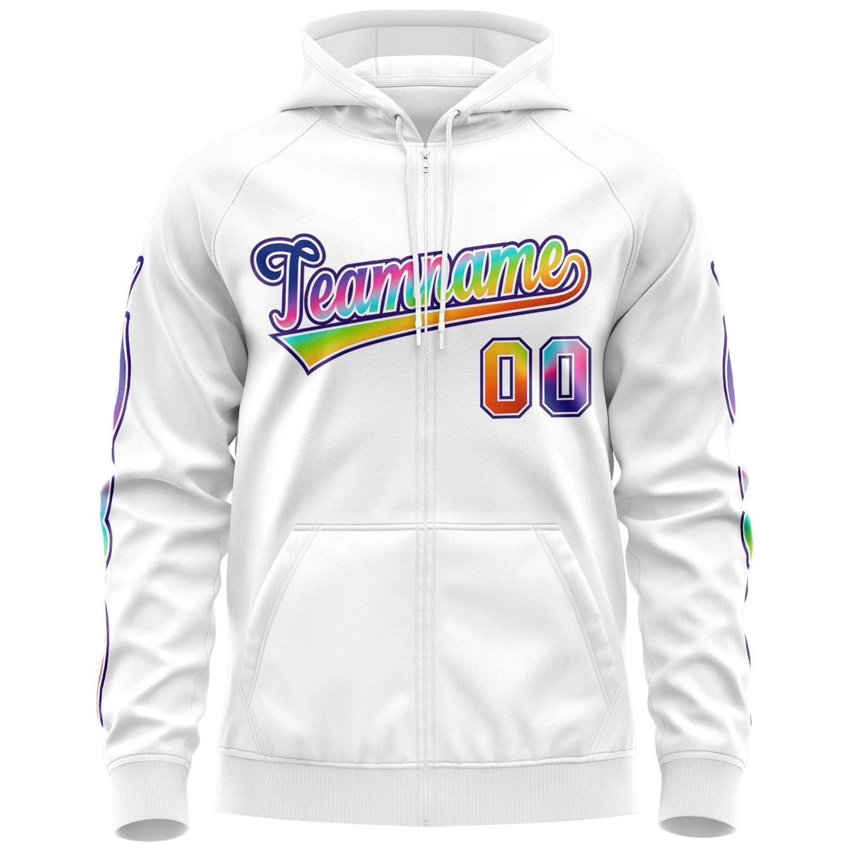Custom Stitched White Purple Sports Full-Zip Sweatshirt Hoodie with Colored Flames| KXKSHOP