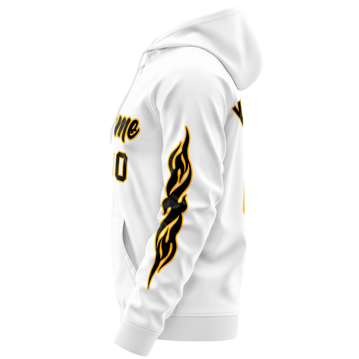 Custom Stitched White Black Sports Full-Zip Sweatshirt Hoodie with Flame| KXKSHOP