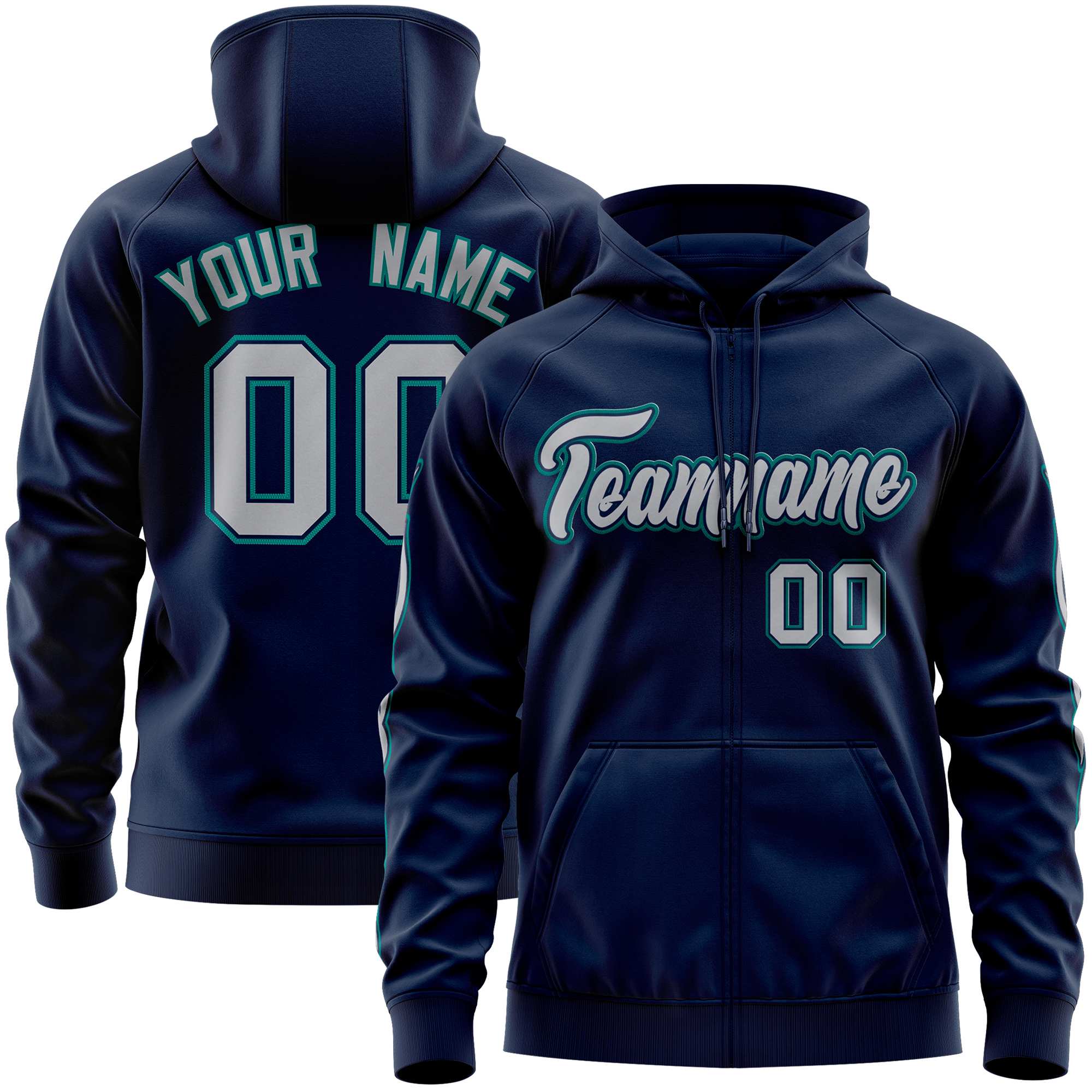 Custom Stitched Navy Gray Sports Full-Zip Sweatshirt Hoodie with Flame| KXKSHOP