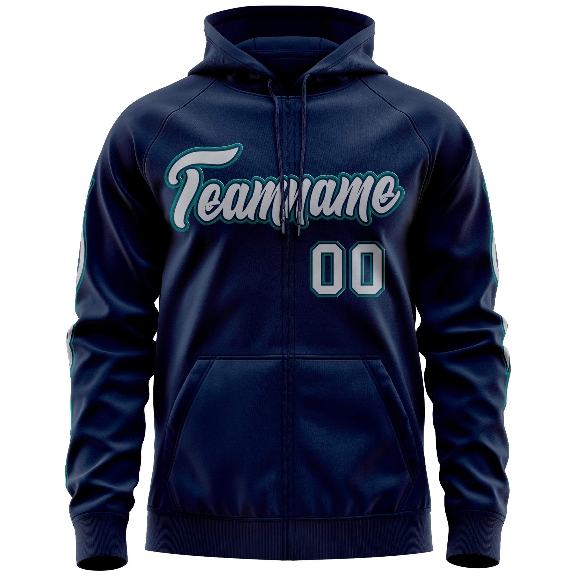 Custom Stitched Navy Gray Sports Full-Zip Sweatshirt Hoodie with Flame| KXKSHOP