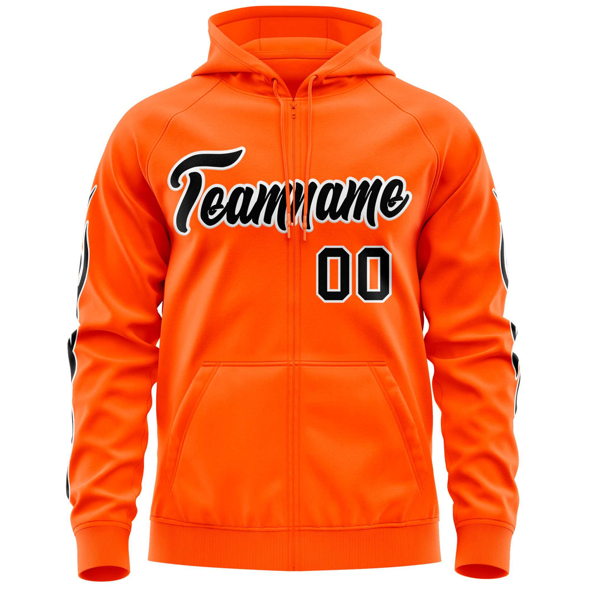 Custom Stitched Orange Black Sports Full-Zip Sweatshirt Hoodie with Flame| KXKSHOP