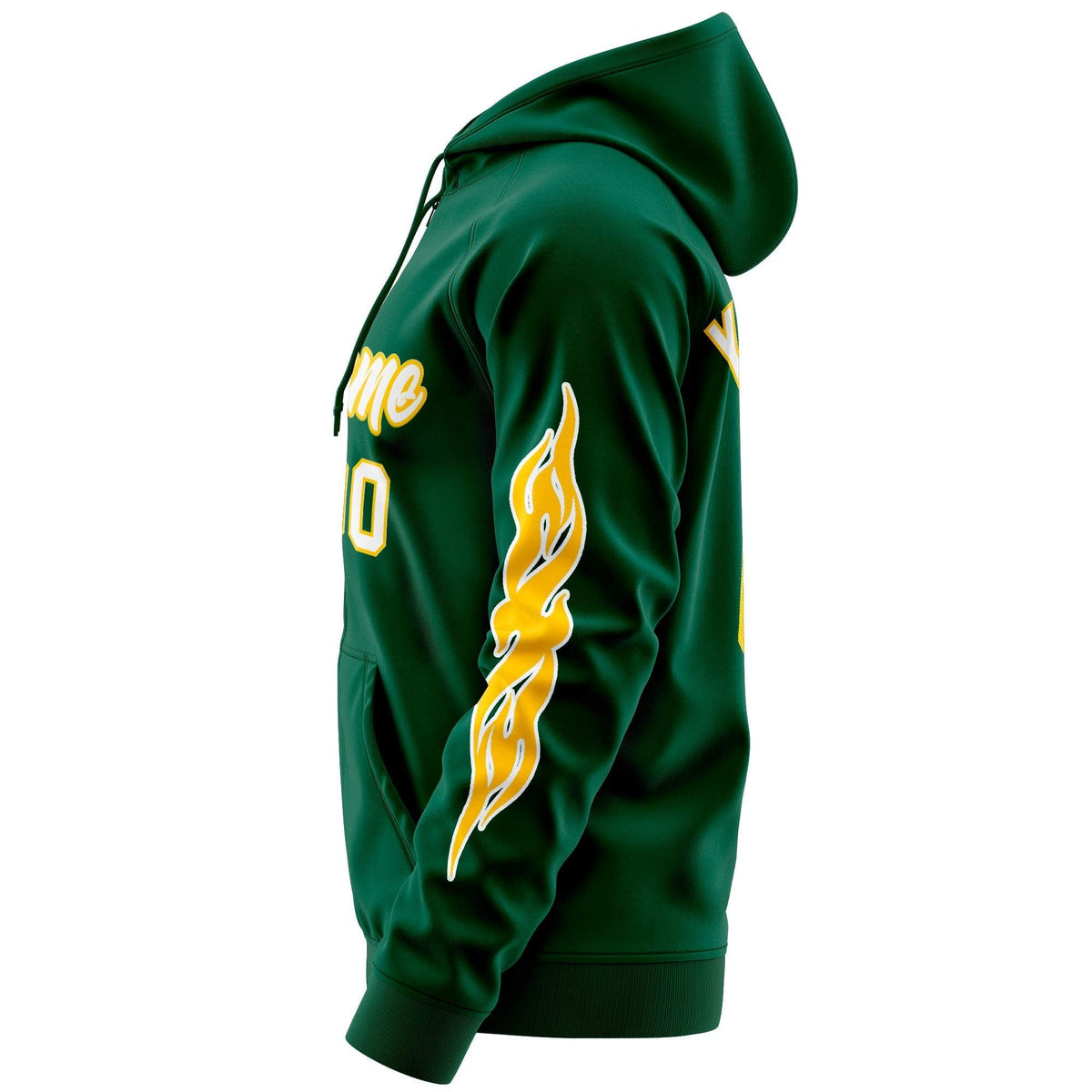 Custom Stitched Green White Sports Full-Zip Sweatshirt Hoodie with Flame| KXKSHOP