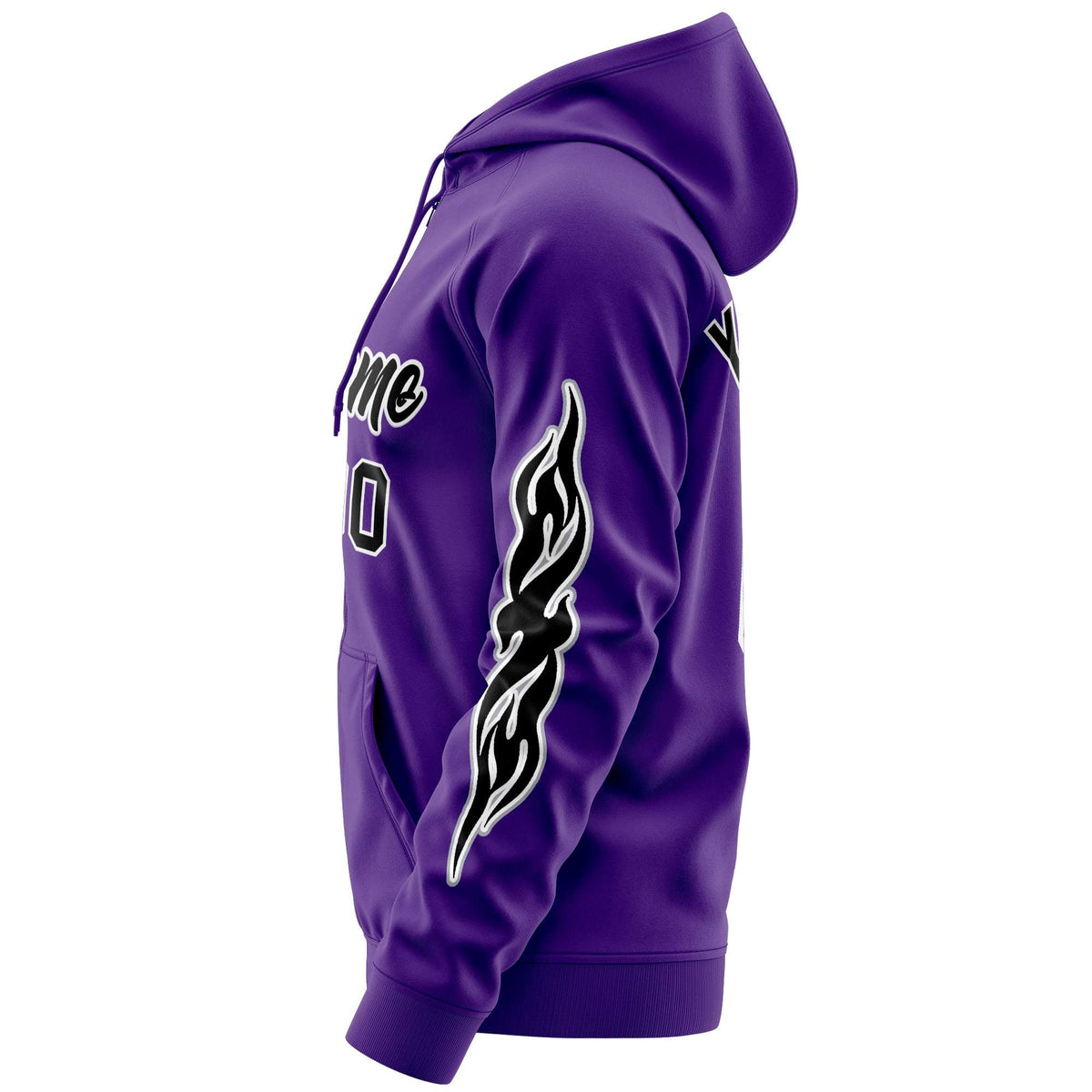 Custom Stitched Purple Black Sports Full-Zip Sweatshirt Hoodie with Flame| KXKSHOP