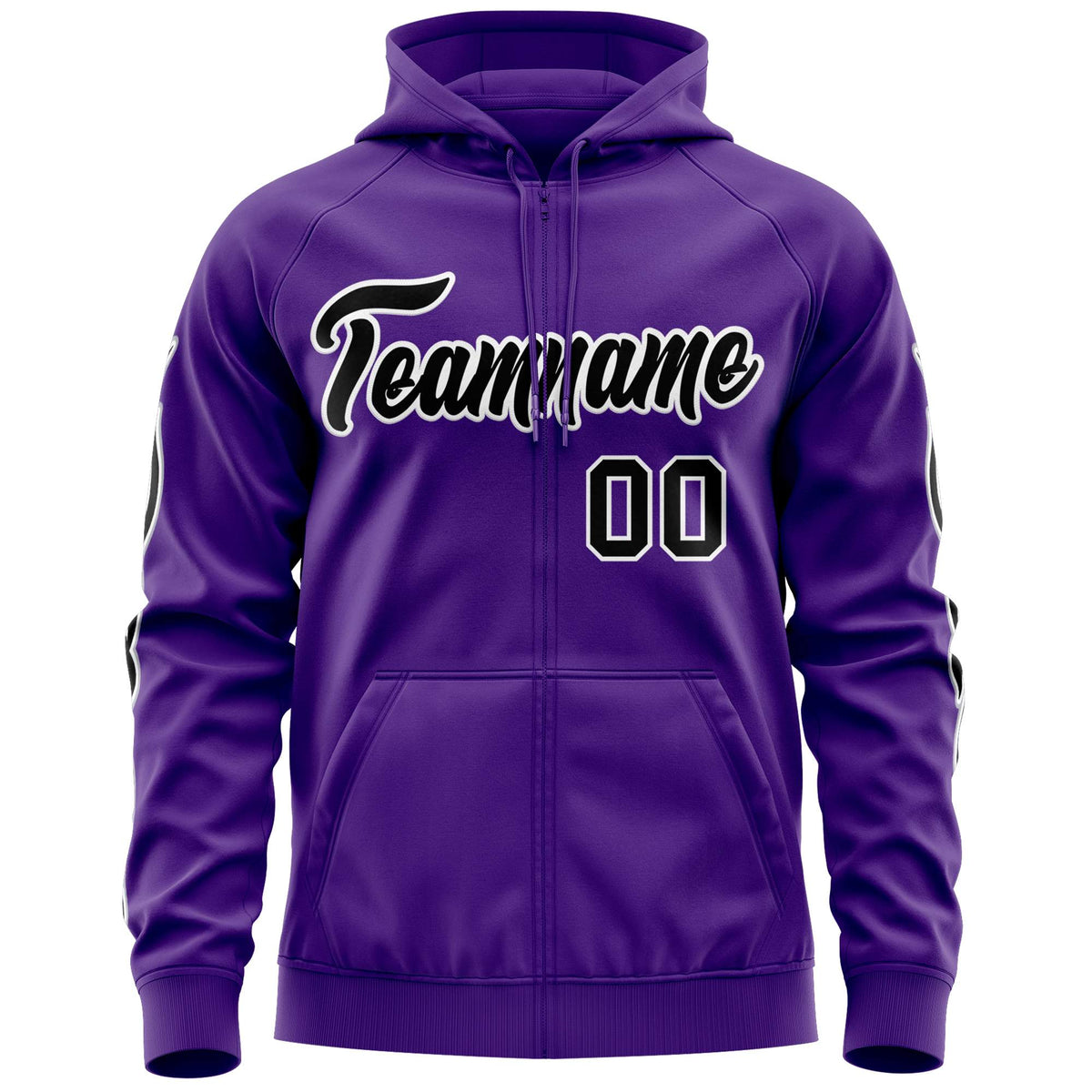 Custom Stitched Purple Black Sports Full-Zip Sweatshirt Hoodie with Flame| KXKSHOP