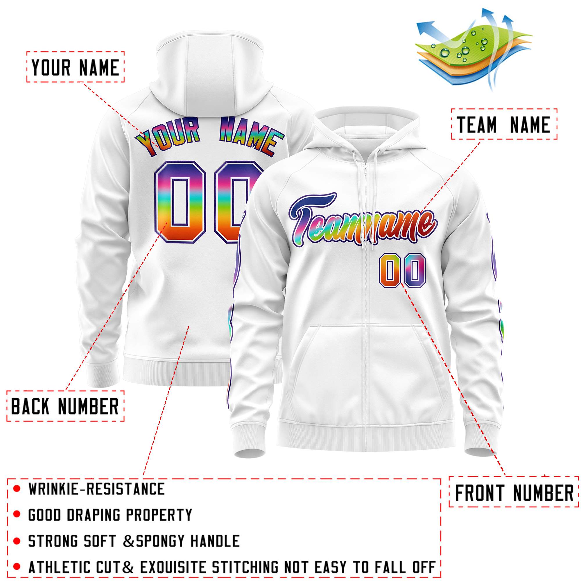 Custom Stitched White Purple Sports Full-Zip Sweatshirt Hoodie with Colored Flames| KXKSHOP