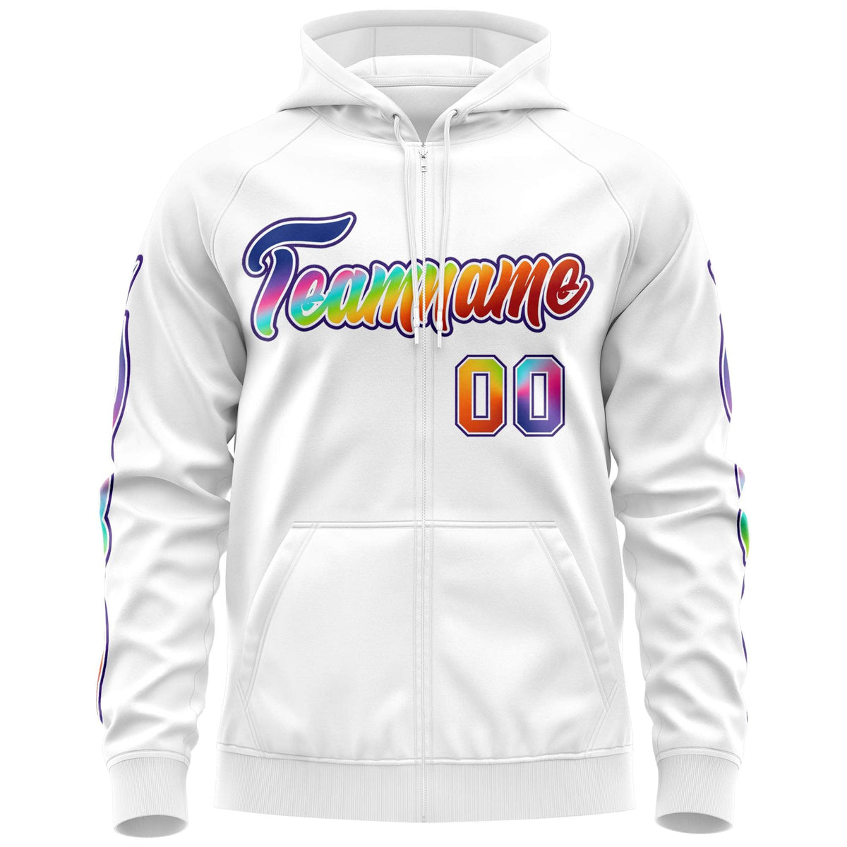 Custom Stitched White Purple Sports Full-Zip Sweatshirt Hoodie with Colored Flames| KXKSHOP