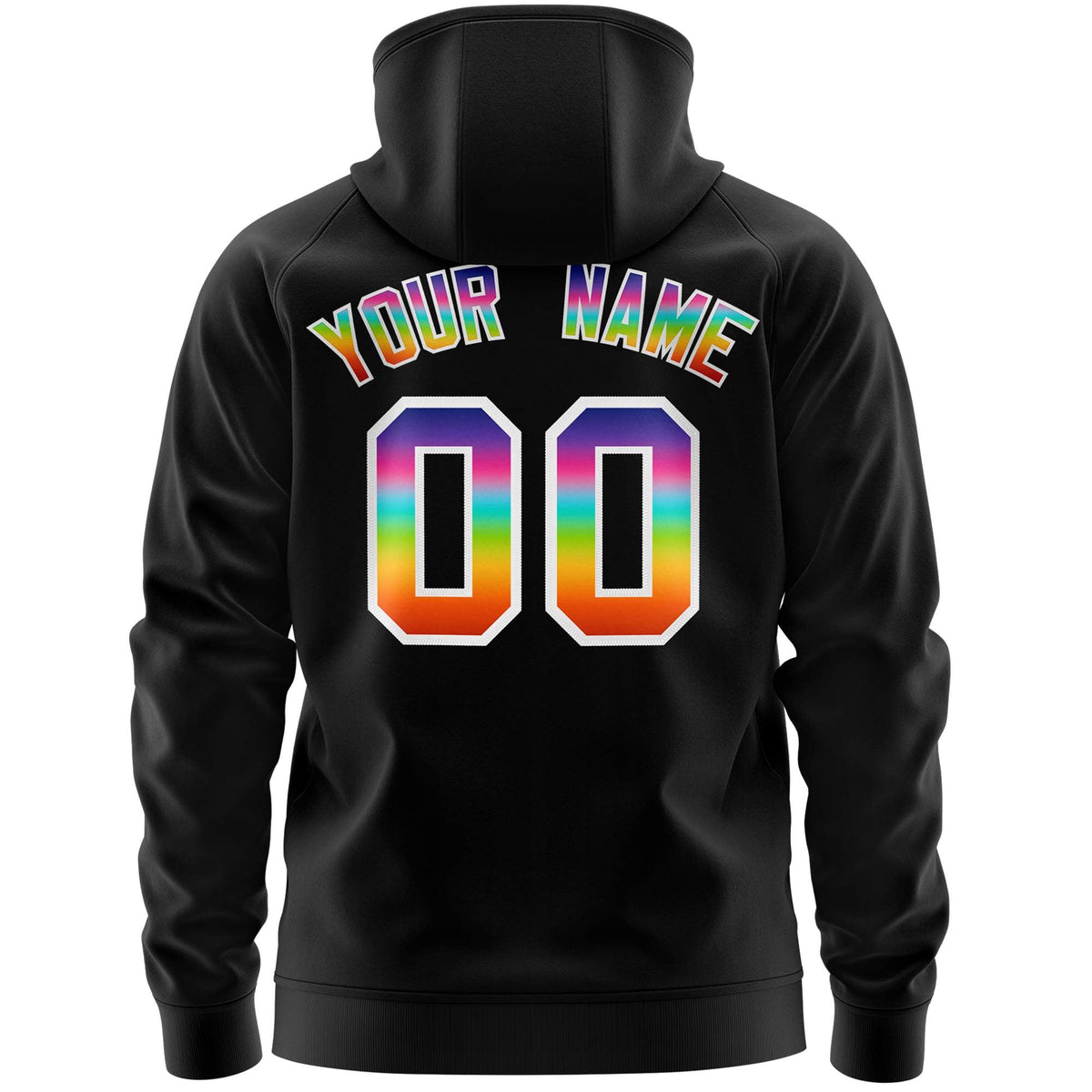 Custom Stitched Black White Sports Full-Zip Sweatshirt Hoodie with Colored Flames| KXKSHOP