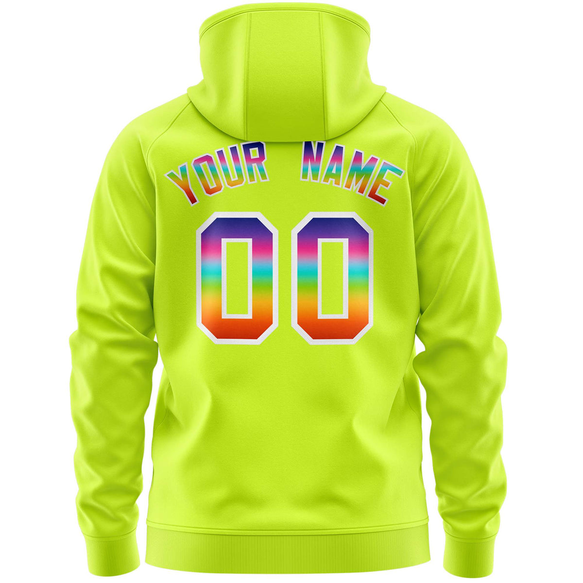 Custom Stitched Neon Green White Sports Full-Zip Sweatshirt Hoodie with Colored Flames| KXKSHOP