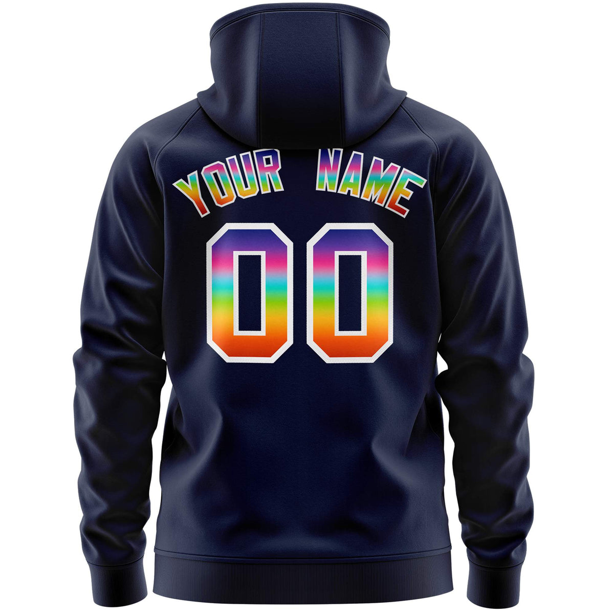 Custom Stitched Navy White Sports Full-Zip Sweatshirt Hoodie with Colored Flames| KXKSHOP
