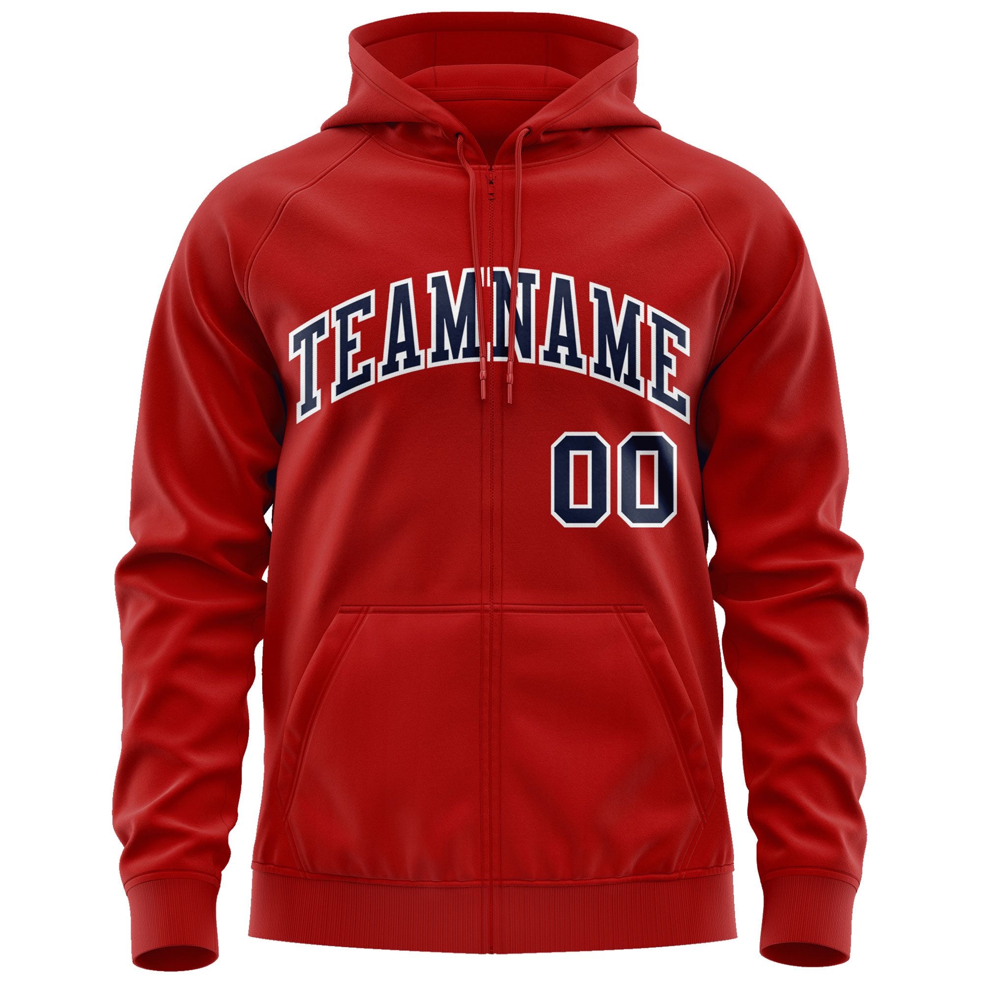 Custom Stitched Red Navy-White Sports Full-Zip Sweatshirt Hoodie| KXKSHOP