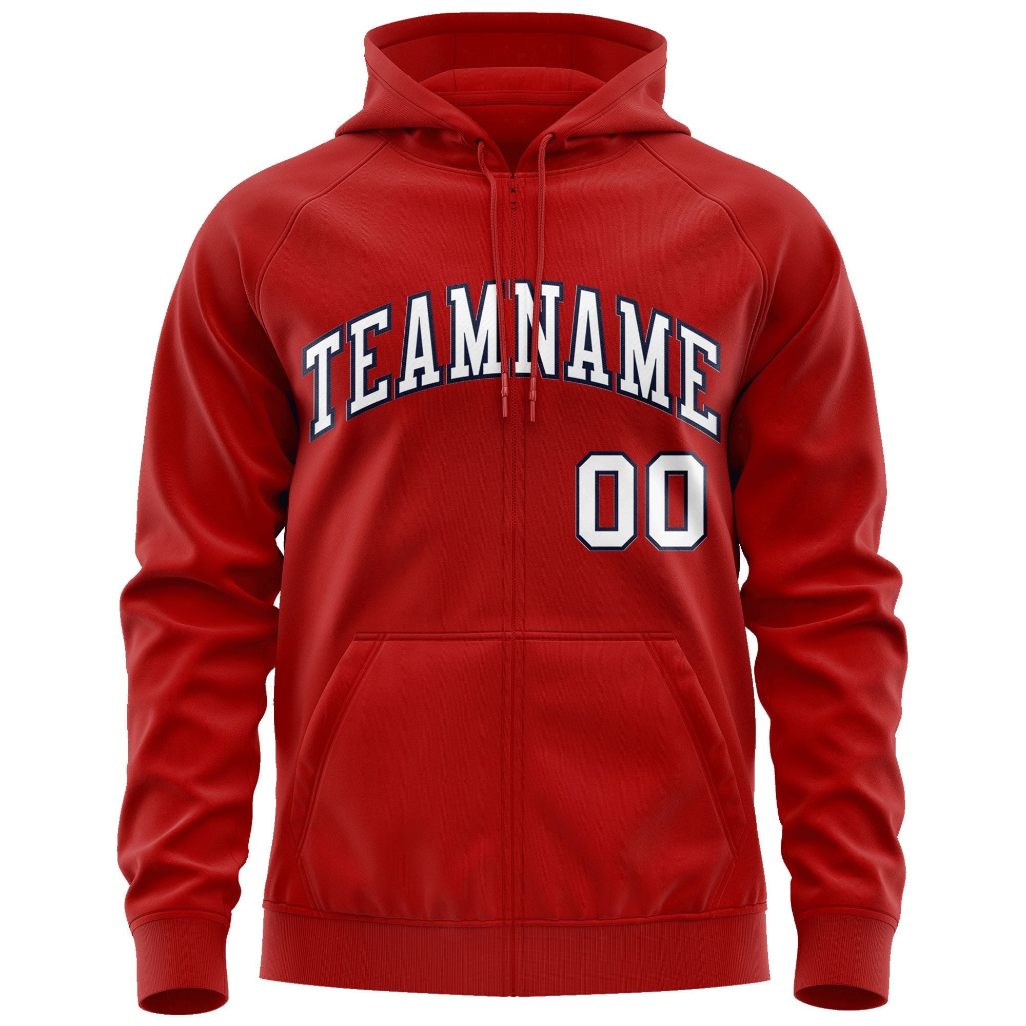 Custom Stitched Red White-Navy Sports Full-Zip Sweatshirt Hoodie| KXKSHOP
